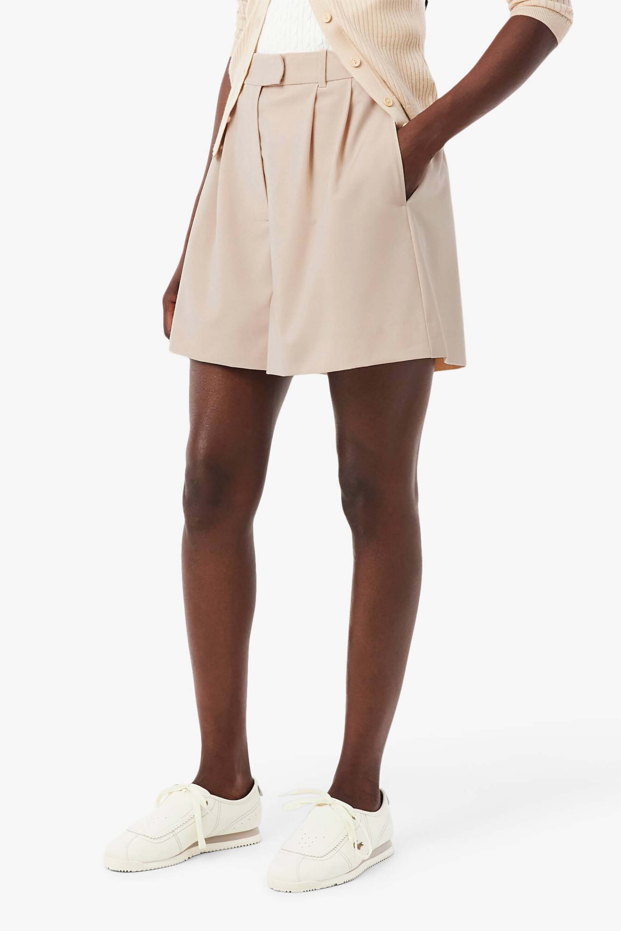 LACOSTE Lacoste γυναικεία βερμούδα με μαλλί Oversized Fit - FF0243 Nude - 2
