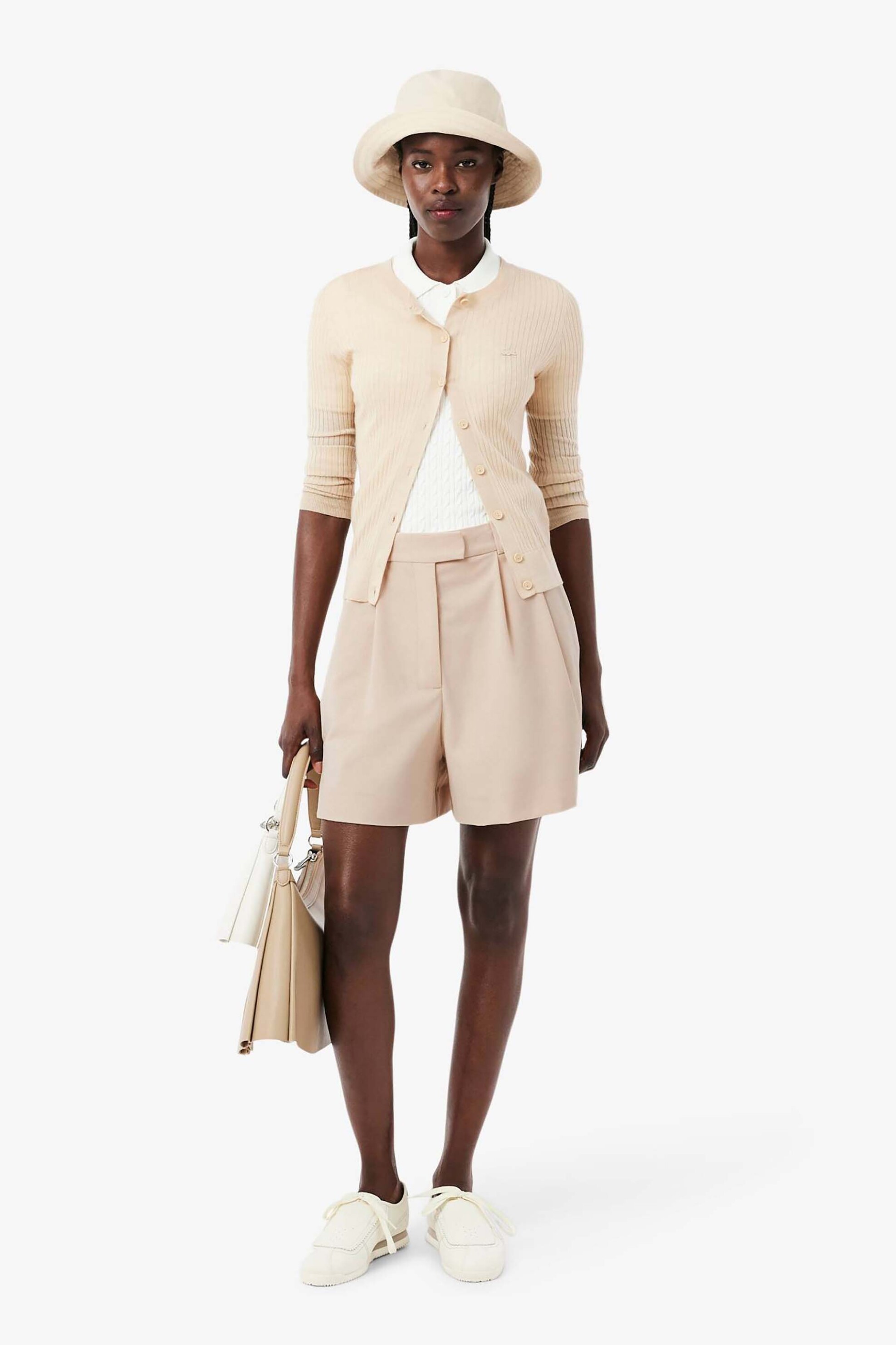 LACOSTE Lacoste γυναικεία βερμούδα με μαλλί Oversized Fit - FF0243 Nude - 3