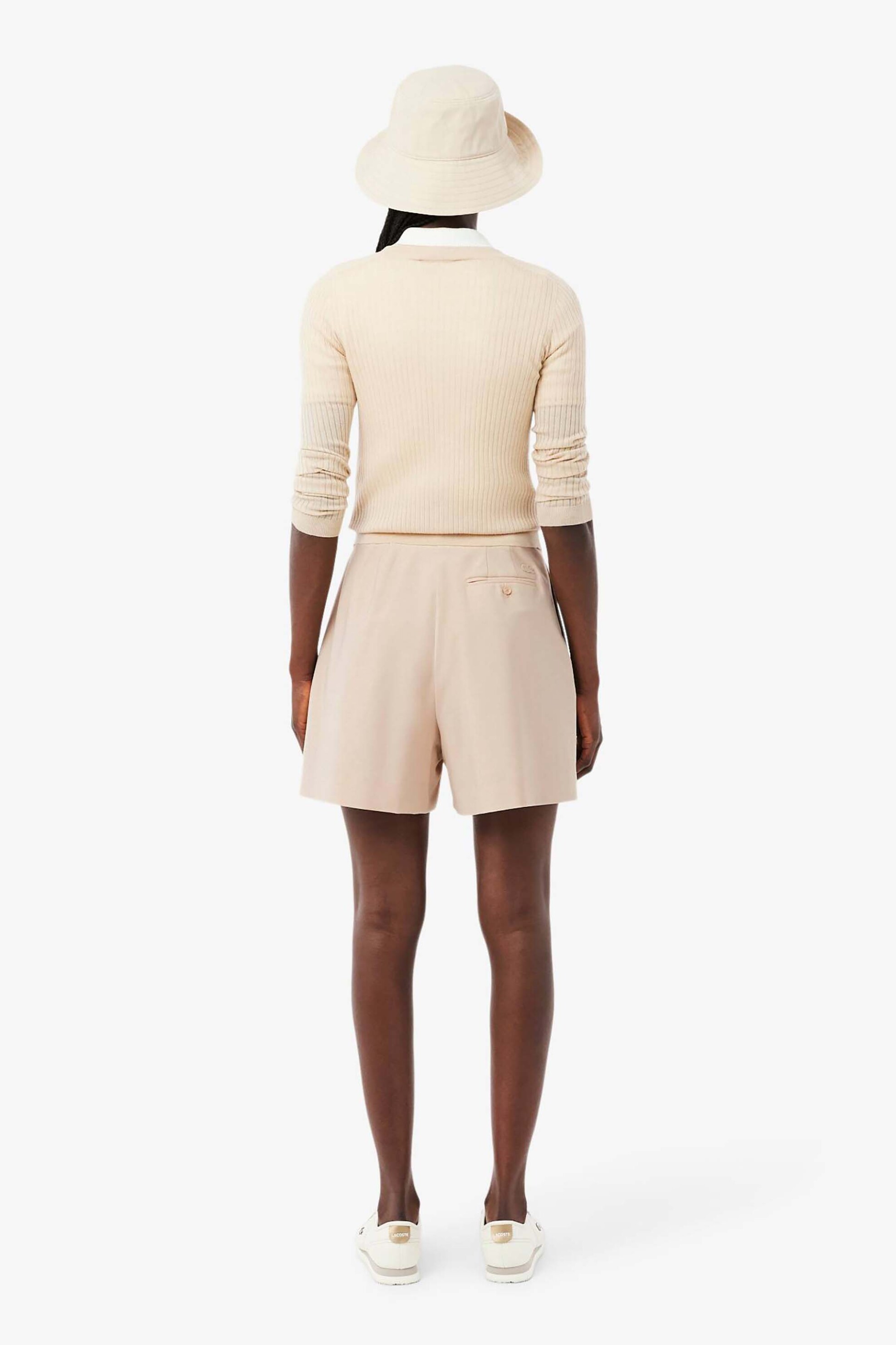 LACOSTE Lacoste γυναικεία βερμούδα με μαλλί Oversized Fit - FF0243 Nude - 4