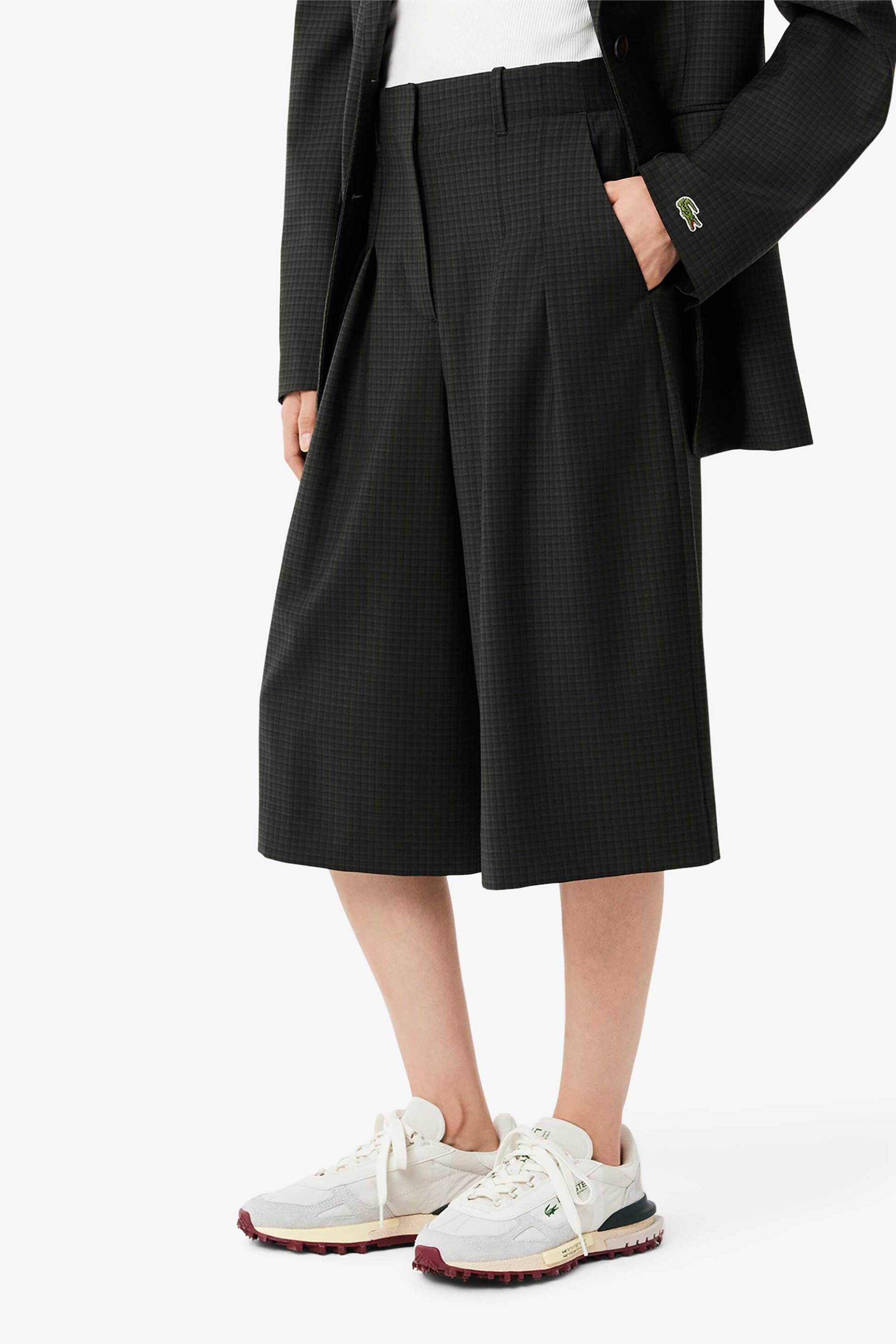Lacoste γυναικεία βερμούδα με καρό σχέδιο Relaxed Wide Fit - FF9807-00 Μαύρο φωτογραφία