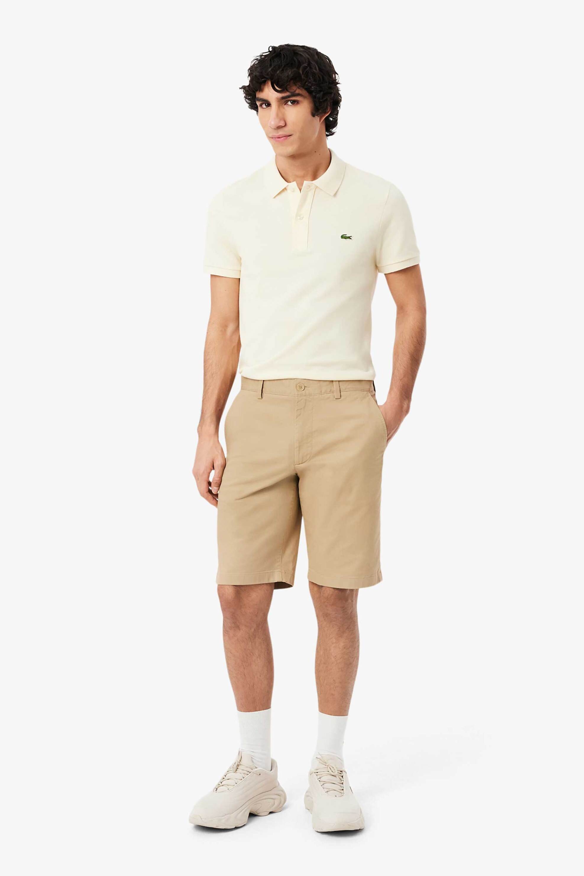 Lacoste ανδρική βερμούδα chino stretch twill Slim Fit - FH2349 Μπεζ