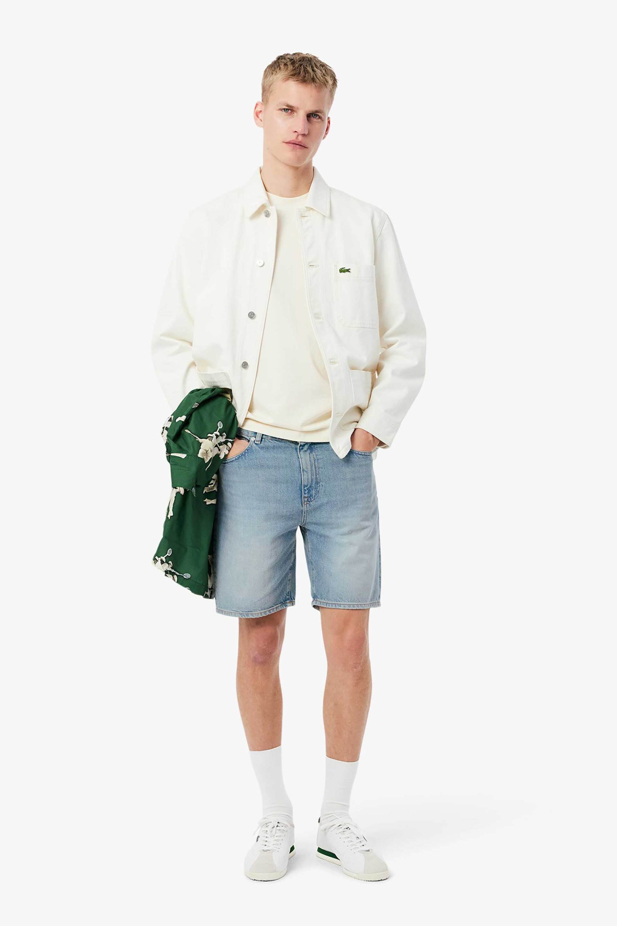 Lacoste ανδρική denim βερμούδα πεντάτσεπη Straight Fit - FH9932-00 Μπλε Ανοιχτό