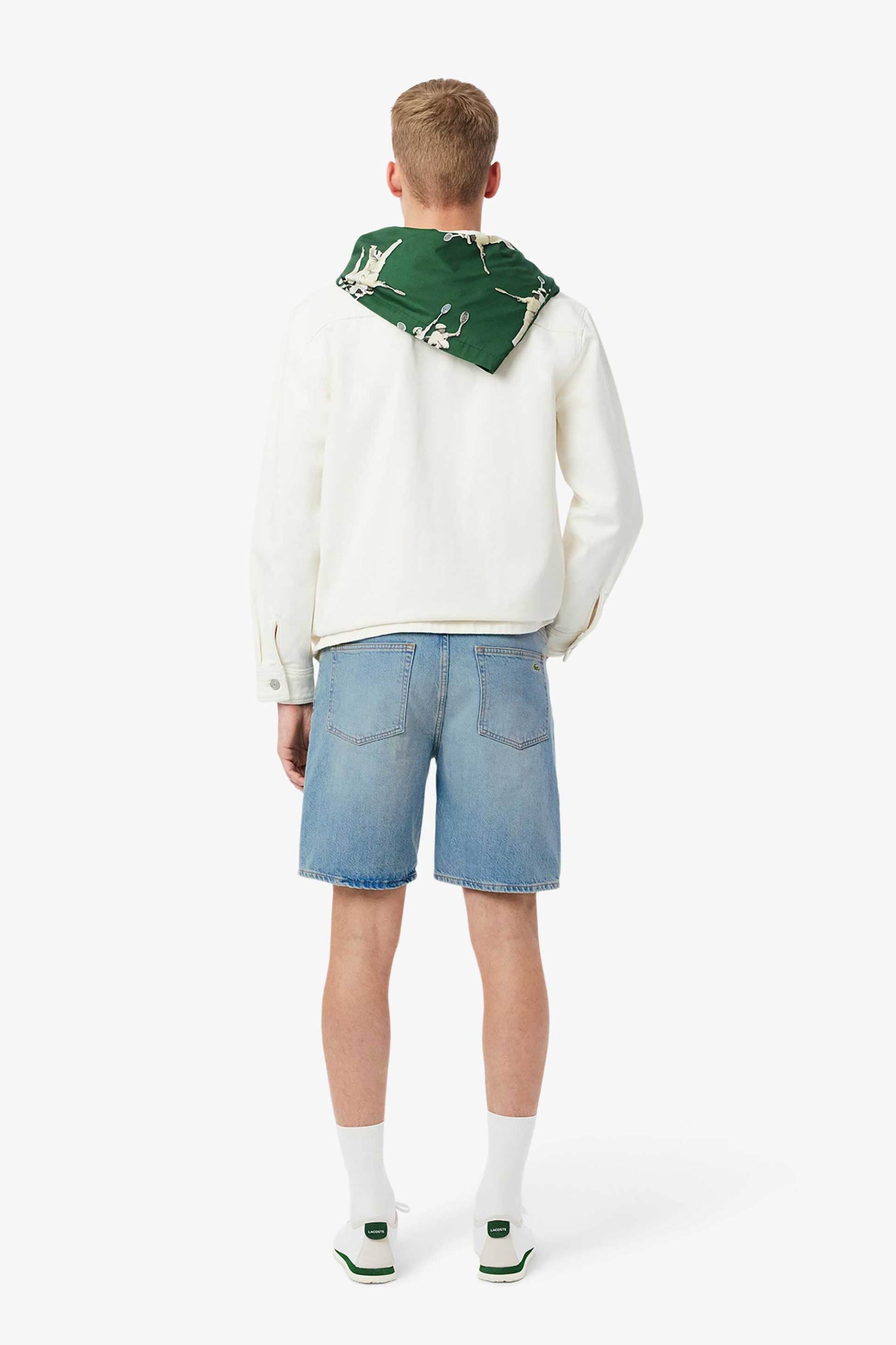 Lacoste Ανδρική Denim Βερμούδα Πεντάτσεπη Straight Fit - Fh9932-00 Μπλε Ανοιχτό