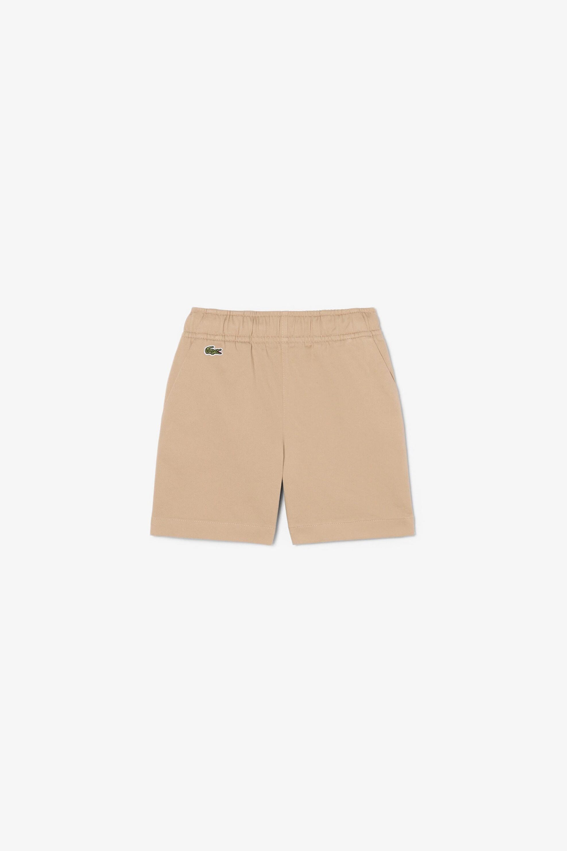 Lacoste Παιδική Βερμούδα Chino με Ελαστική Μέση Και Λογότυπο Regular Fit - Fj7375 Μπεζ