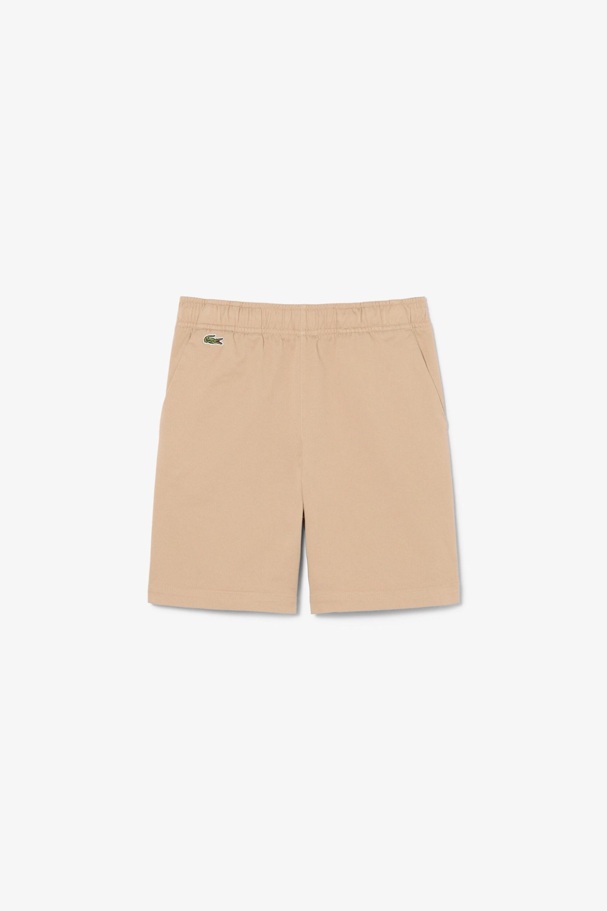 Lacoste Παιδική Βερμούδα Chino με Ελαστική Μέση Και Λογότυπο Regular Fit - Fj7376 Μπεζ