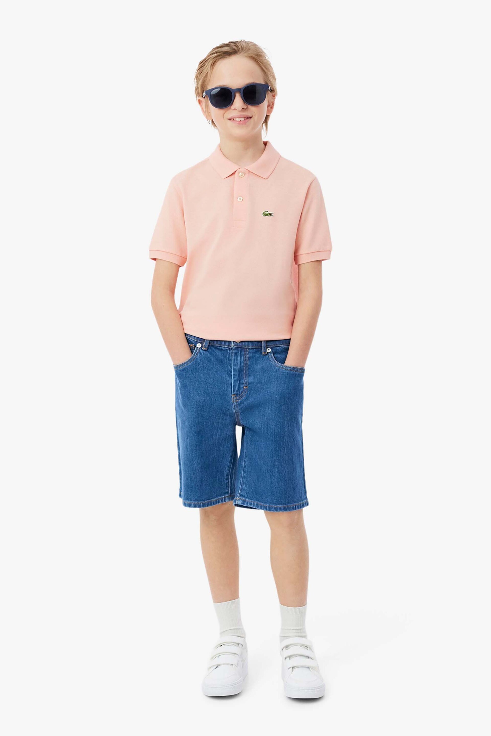 Lacoste παιδική denim βερμούδα πεντάτσεπη Straight Cut - FJ7381 Denim Blue
