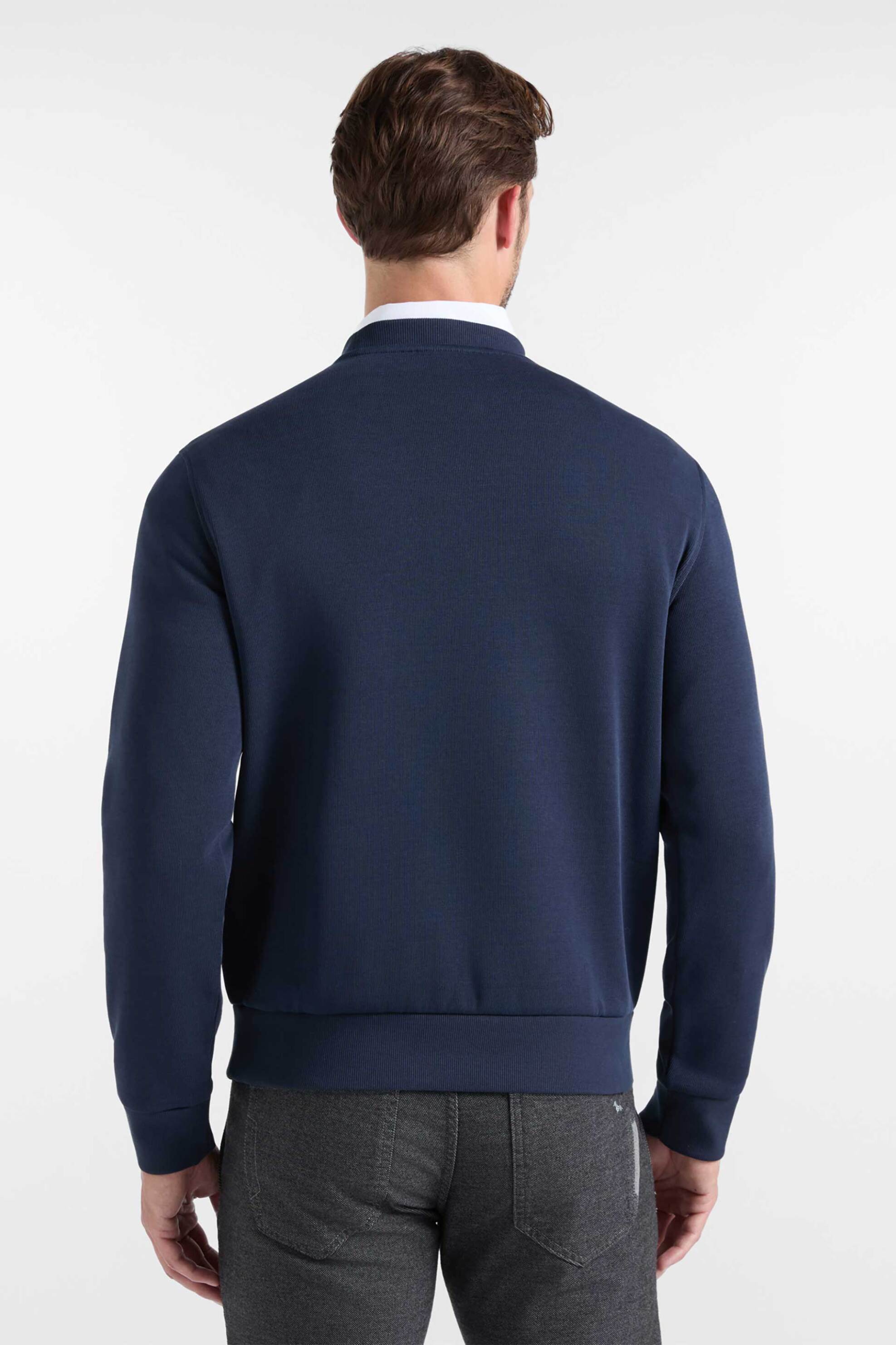 Harmont Blaine Ανδρική Μπλούζα Φούτερ Ribbed με Λογότυπο Regular Fit - Frr251021944 Μπλε Σκούρο