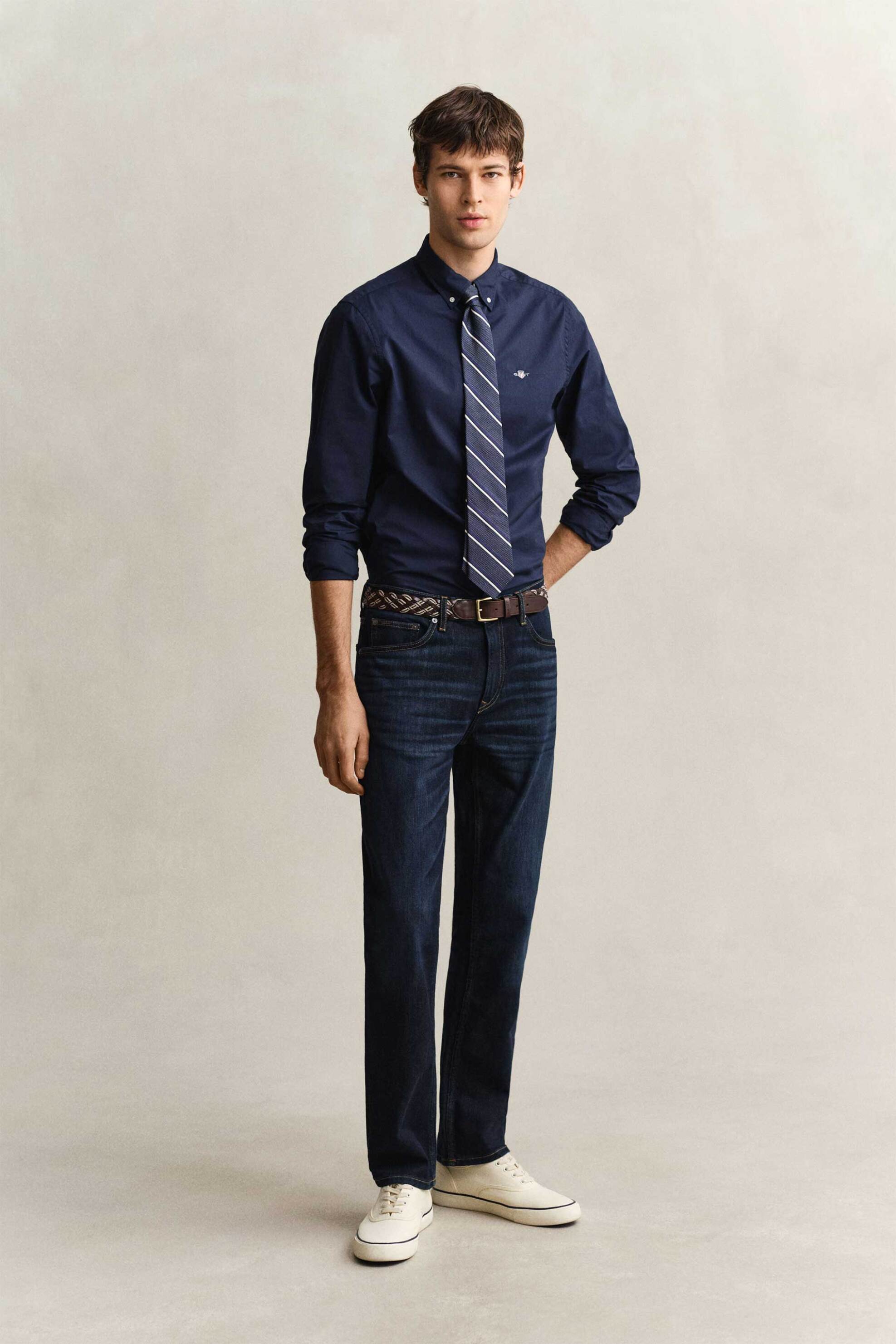 Gant ανδρικό τζιν παντελόνι πεντάτσεπο Regular Fit (34L) - 1000011 Denim Blue Σκούρο