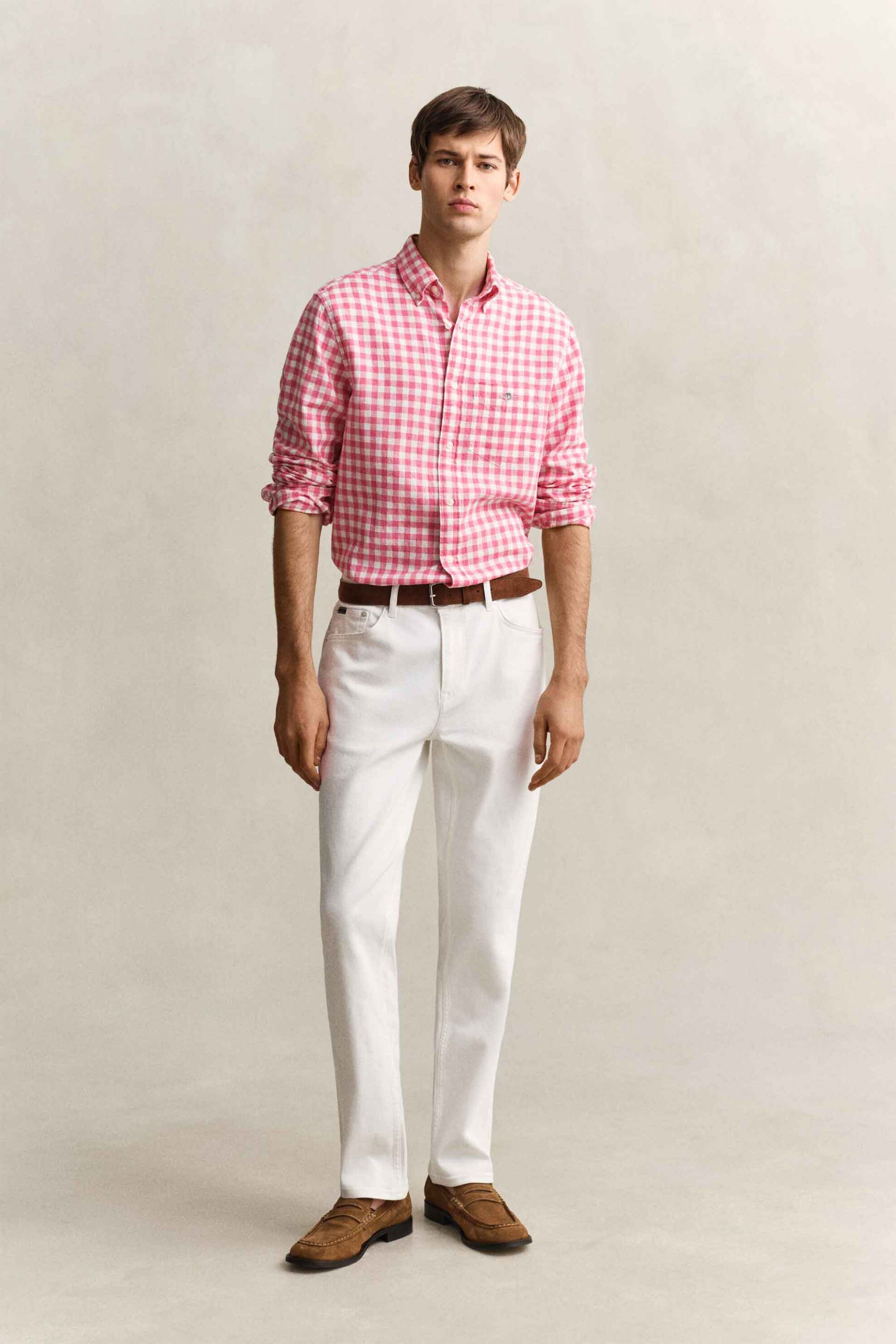 Gant ανδρικό τζιν παντελόνι πεντάτσεπο Regular Fit (34L) - 1000051 Λευκό