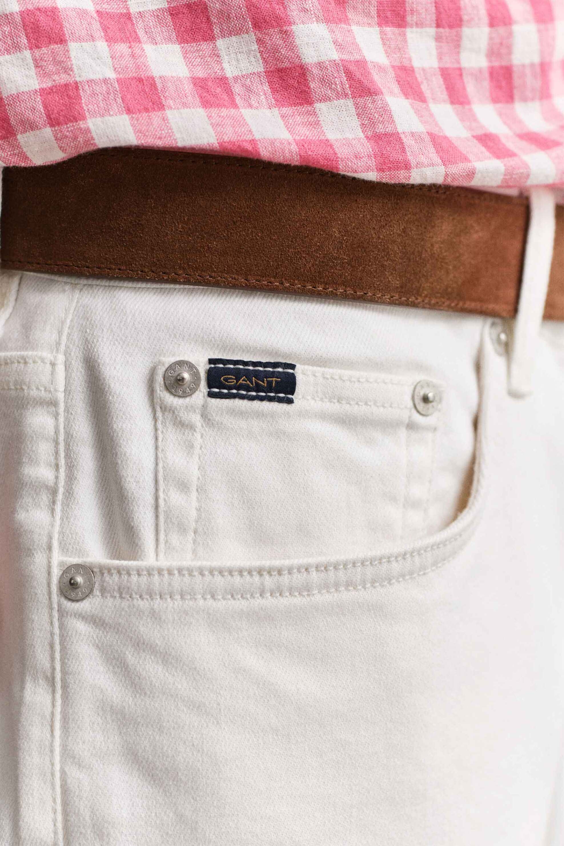 Gant Ανδρικό Τζιν Παντελόνι Πεντάτσεπο Regular Fit (34L) - 1000051 Λευκό