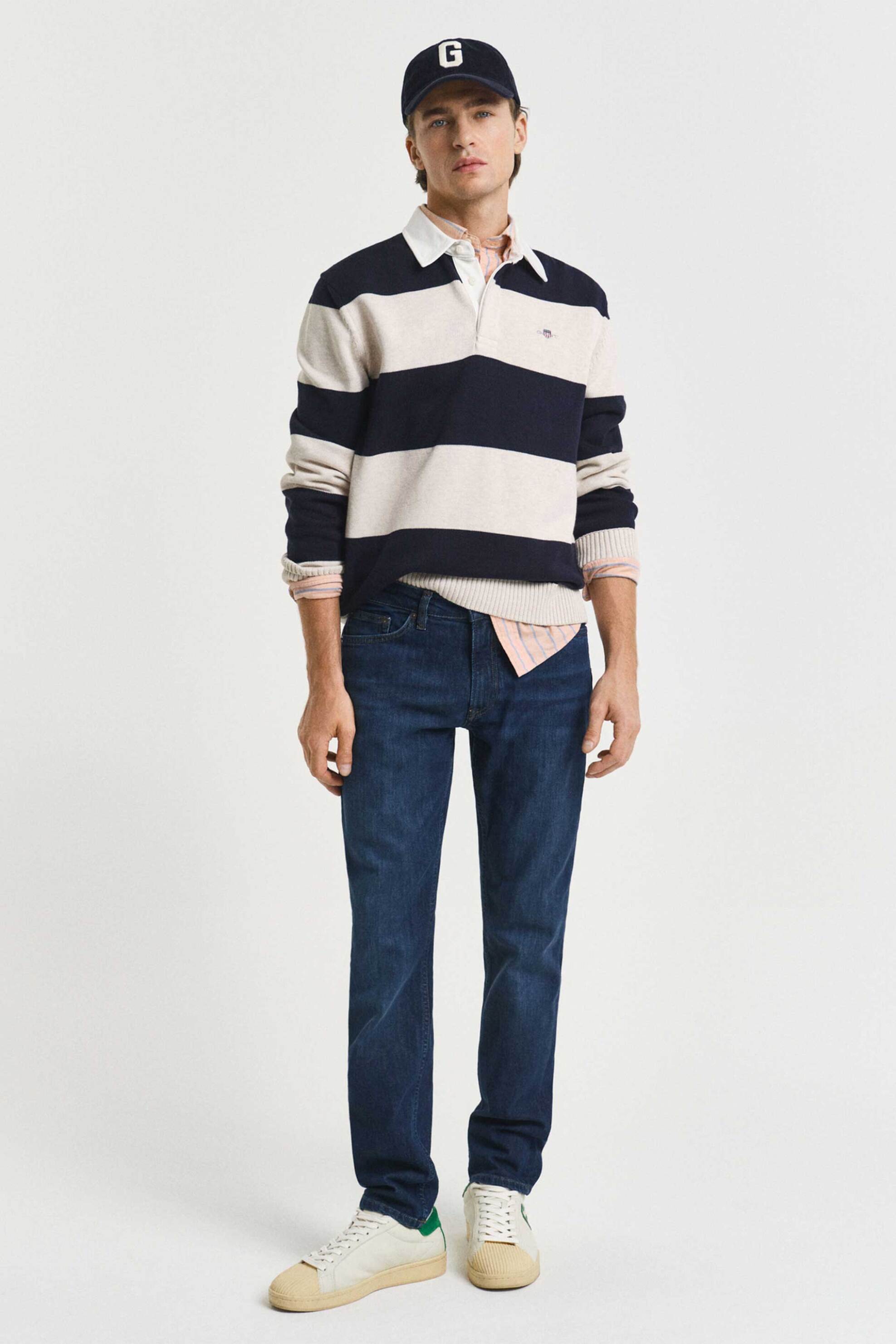 Gant ανδρικό τζιν παντελόνι πεντάτσεπο Slim Fit (34L) - 1000260 Μπλε Σκούρο