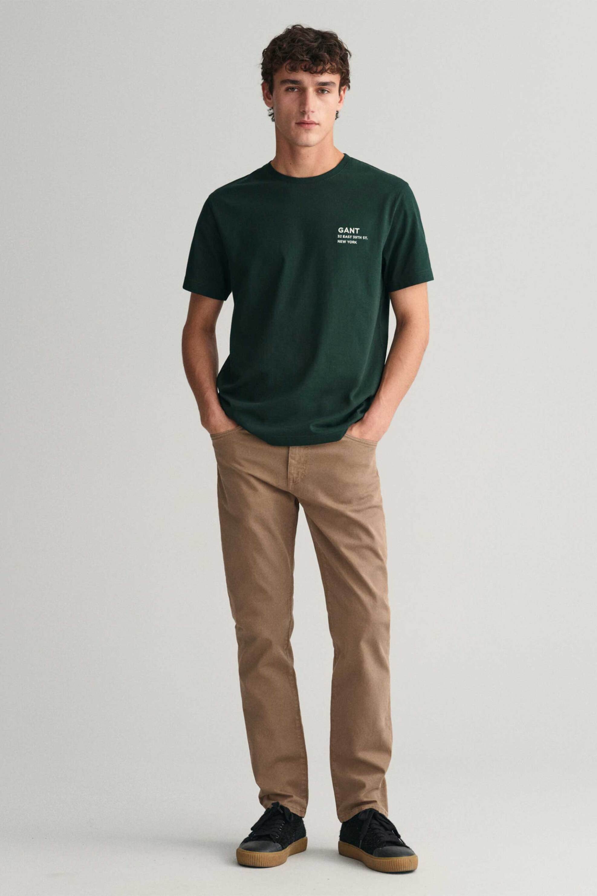 GANT Gant ανδρικό τζιν παντελόνι βαμβακερό μονόχρωμο πεντάτσεπο Regular Fit (34L) - 1000263 Μπεζ