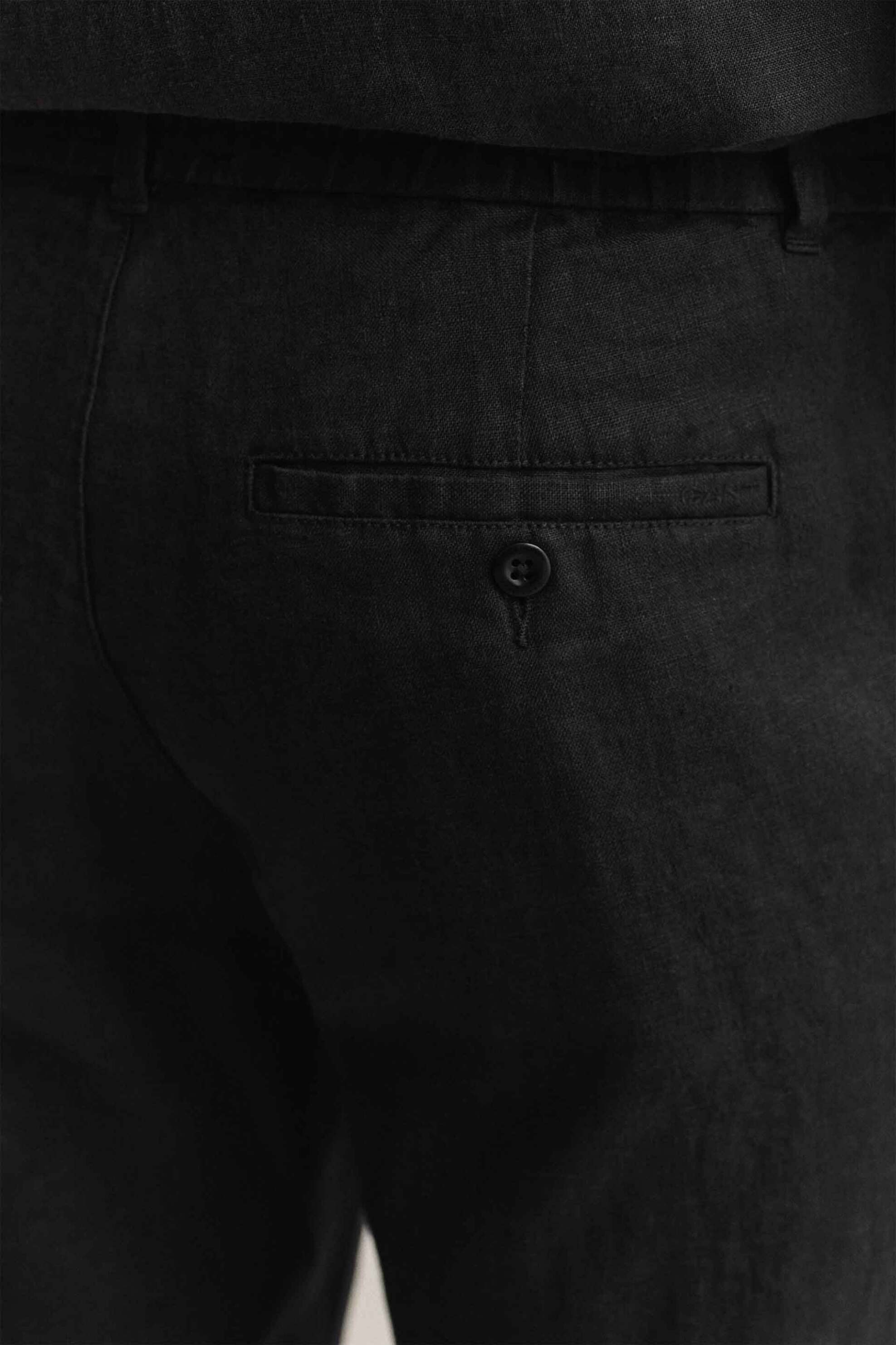 Gant Ανδρικό Λινό Παντελόνι με Ελαστική Μέση Regular Fit - 1504040 Μαύρο
