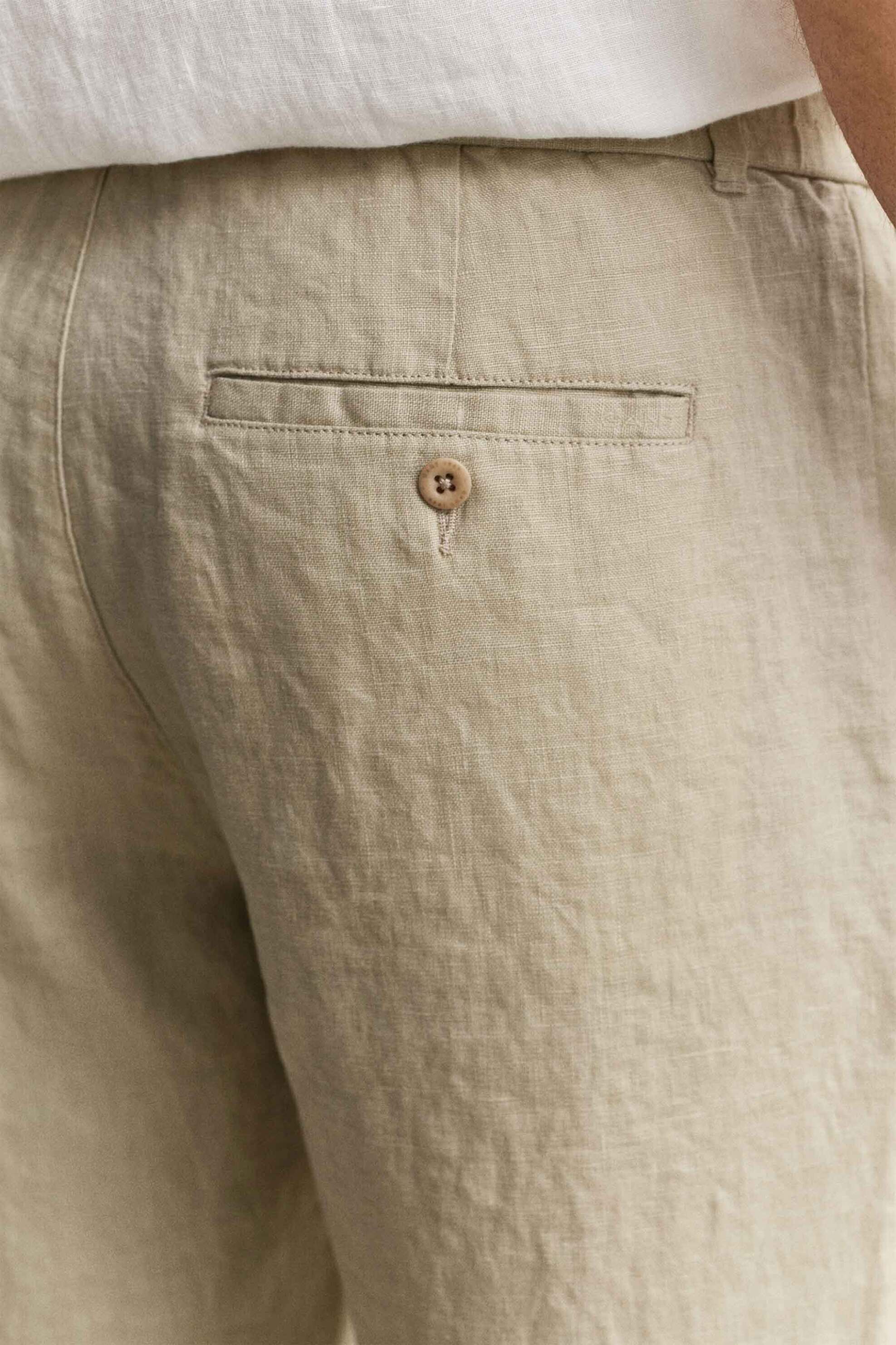 Gant Ανδρικό Λινό Παντελόνι με Ελαστική Μέση Regular Fit - 1504040 Μπεζ