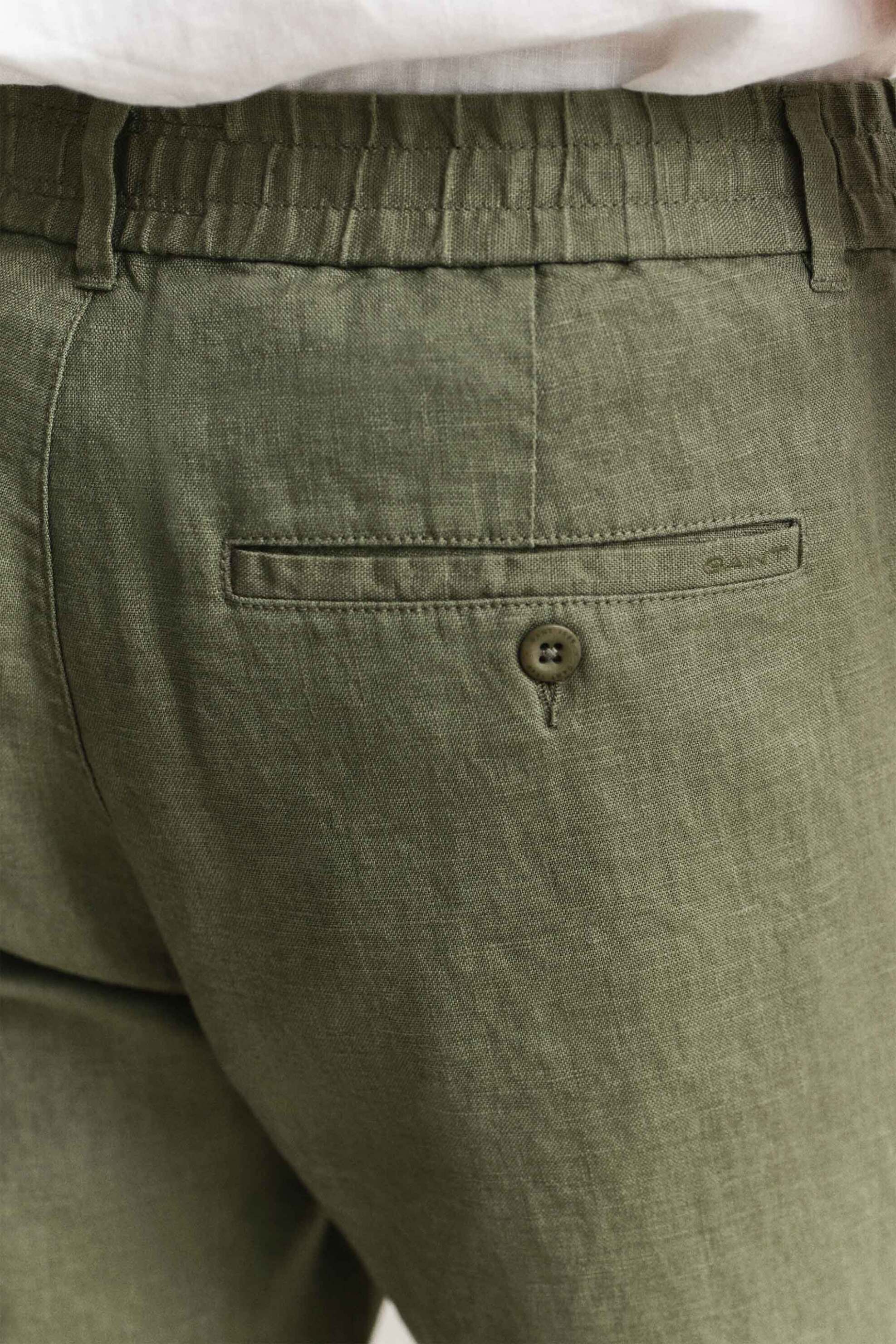 Gant Ανδρικό Λινό Παντελόνι με Ελαστική Μέση Regular Fit - 1504040 Λαδί