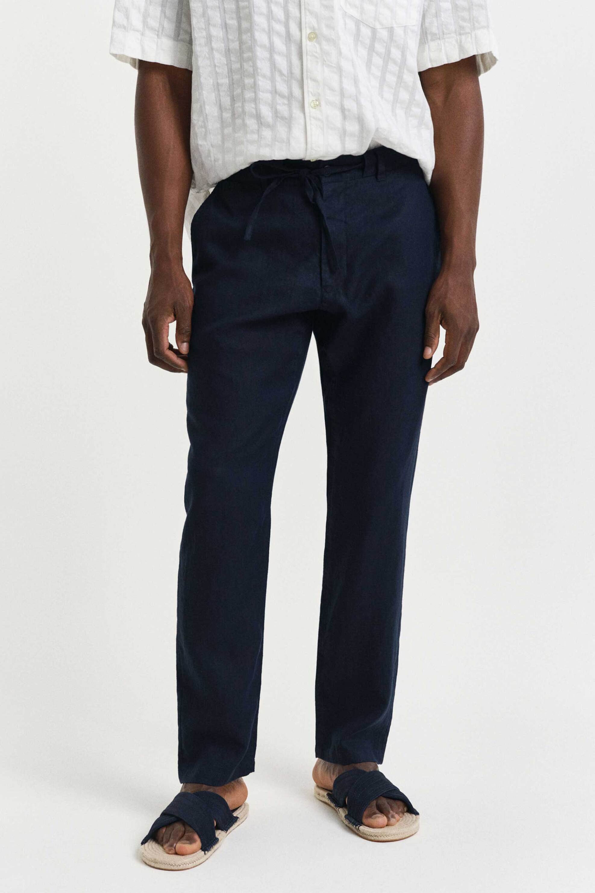 Gant ανδρικό λινό παντελόνι Relaxed Fit - 1505272 Μπλε Σκούρο φωτογραφία