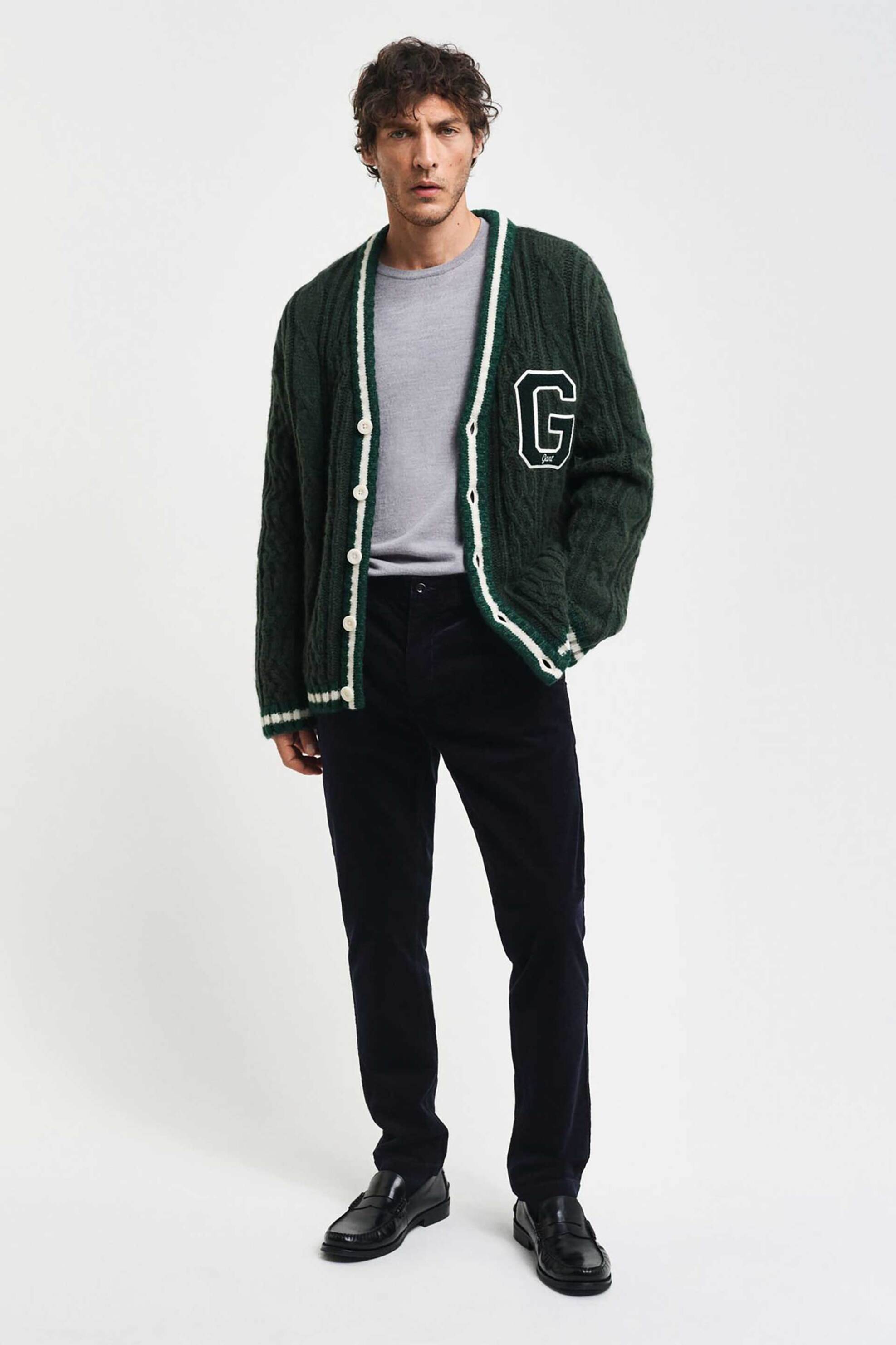 Gant ανδρικό chino παντελόνι κοτλέ Slim Fit (34L) - 1505319 Μπλε Σκούρο