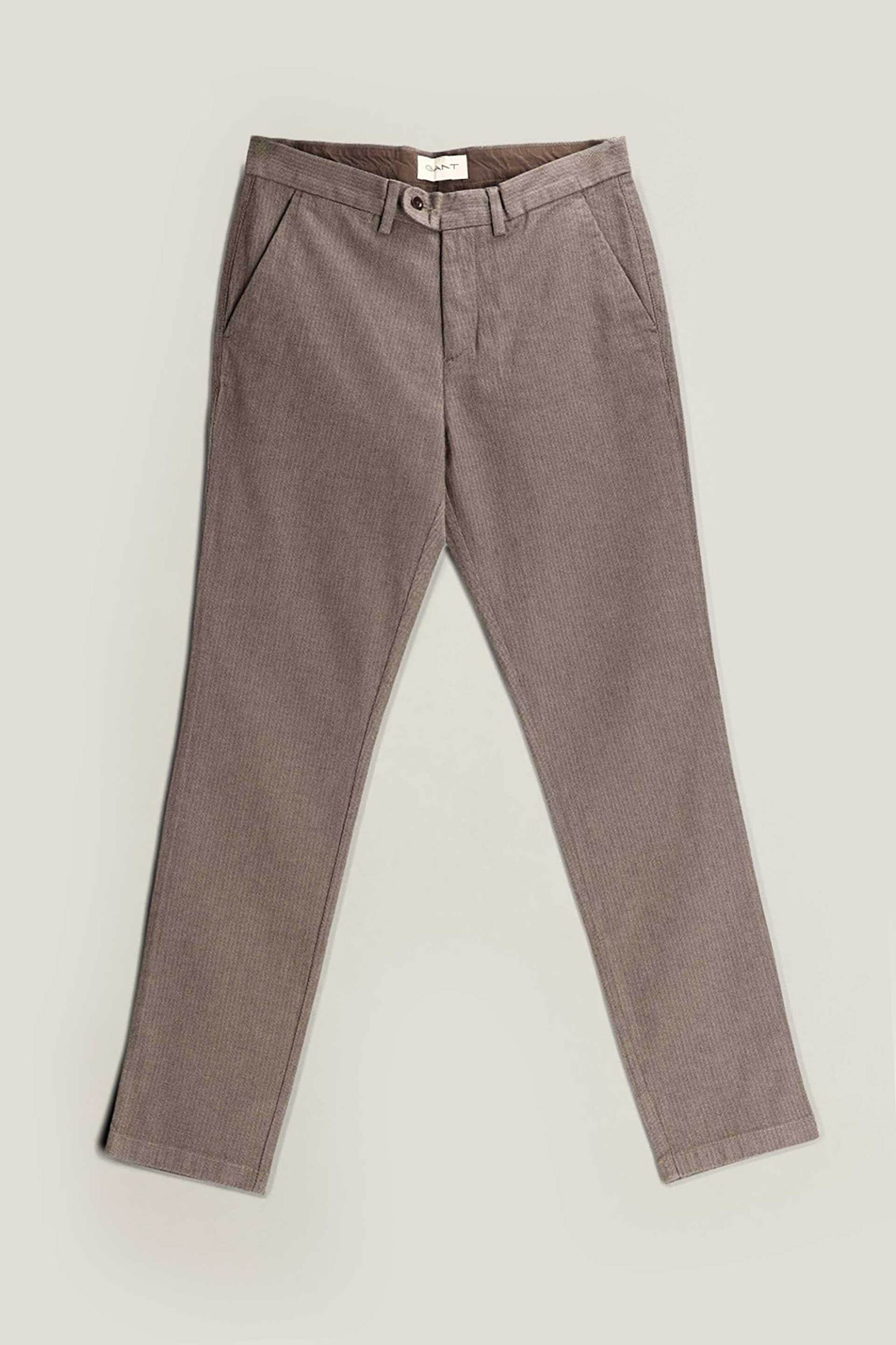 Gant Ανδρικό Παντελόνι Ψαροκόκκαλο Slim Fit (34L) - 1505415 Καφέ Ανοιχτό