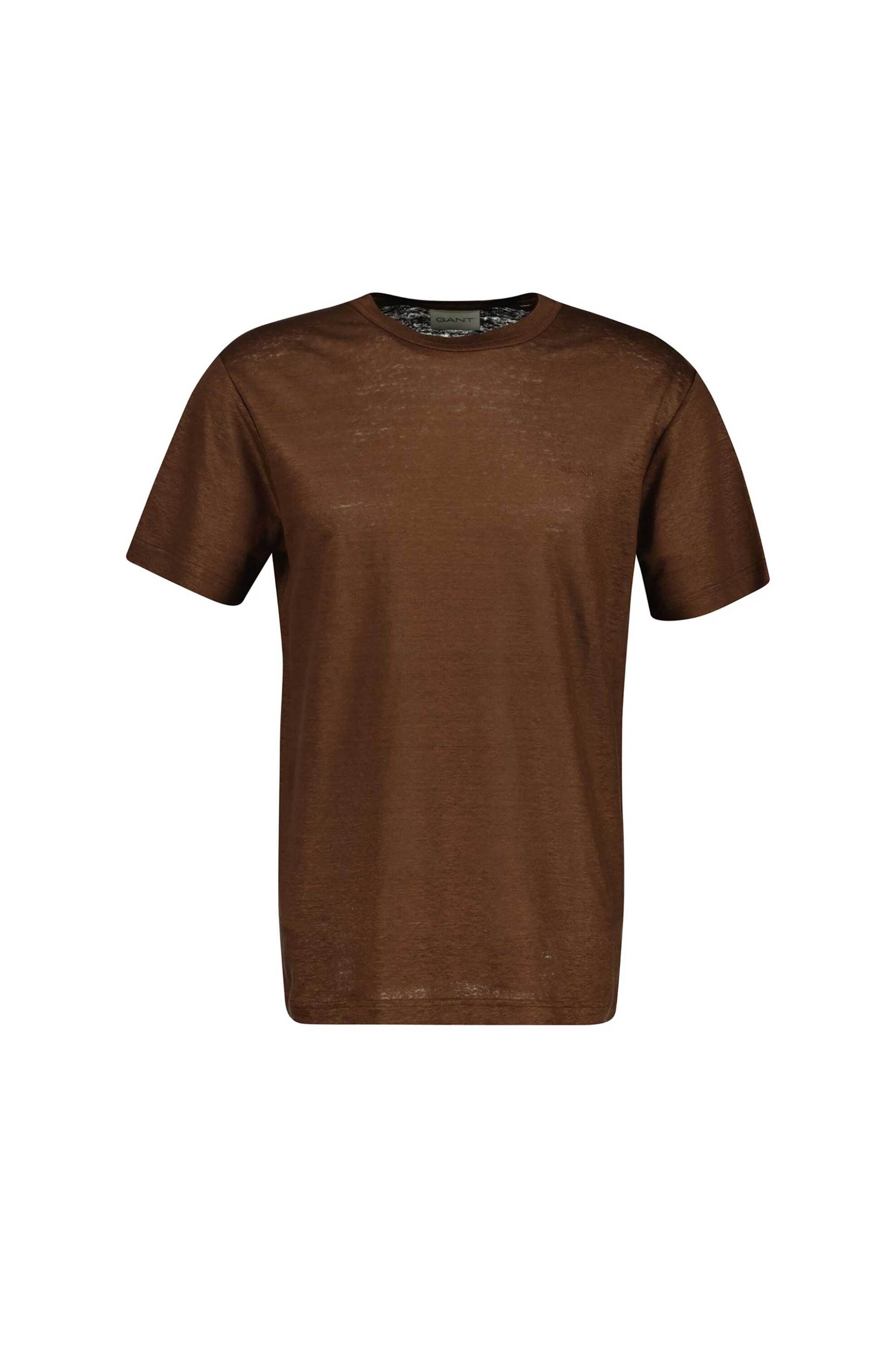 Gant ανδρικό λινό T-shirt με κεντημένο λογότυπο Regular Fit - 2003318 Καφέ