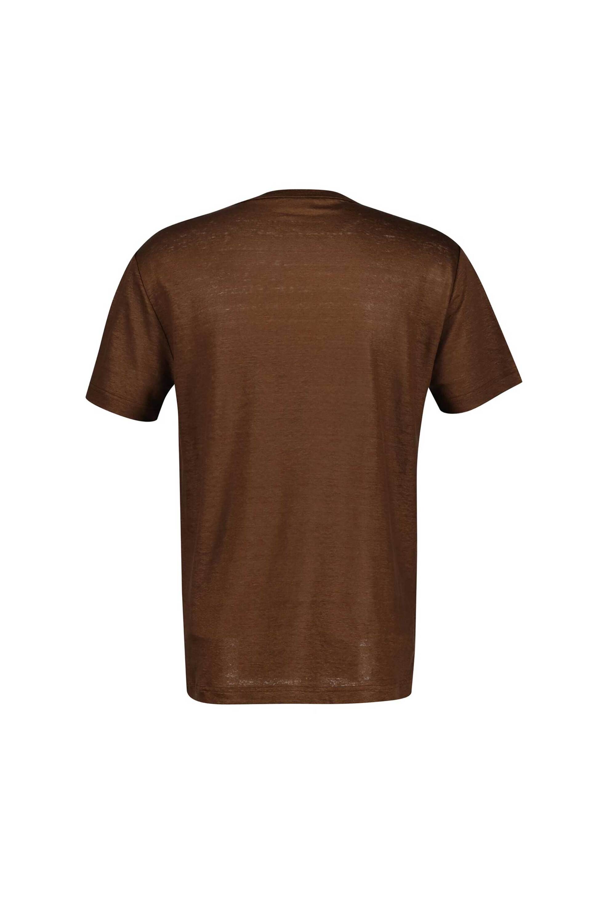 Gant Ανδρικό Λινό T-Shirt με Κεντημένο Λογότυπο Regular Fit - 2003318 Καφέ