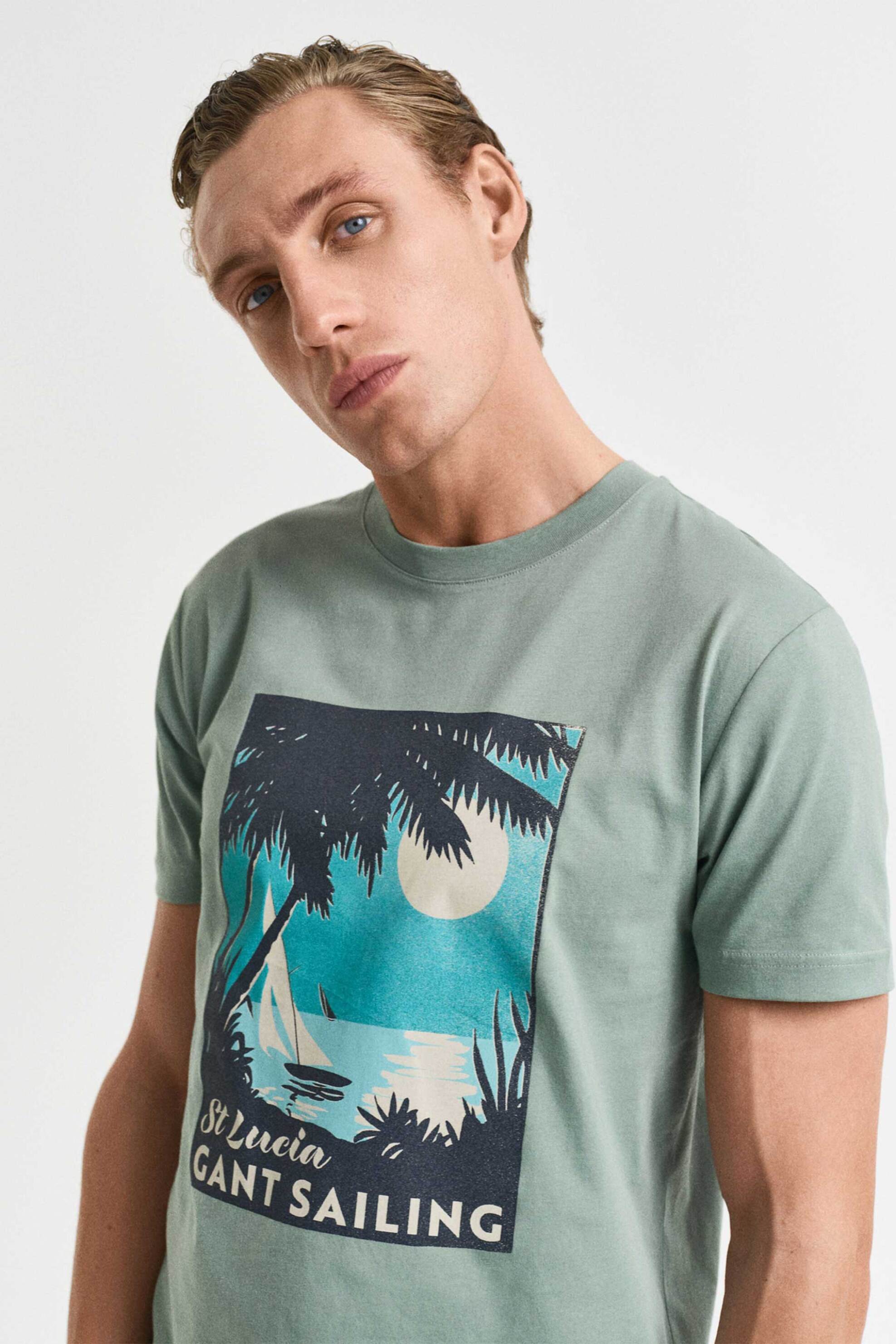 Gant ανδρικό T-shirt με graphic print Regular Fit - 2003321 Λαδί φωτογραφία