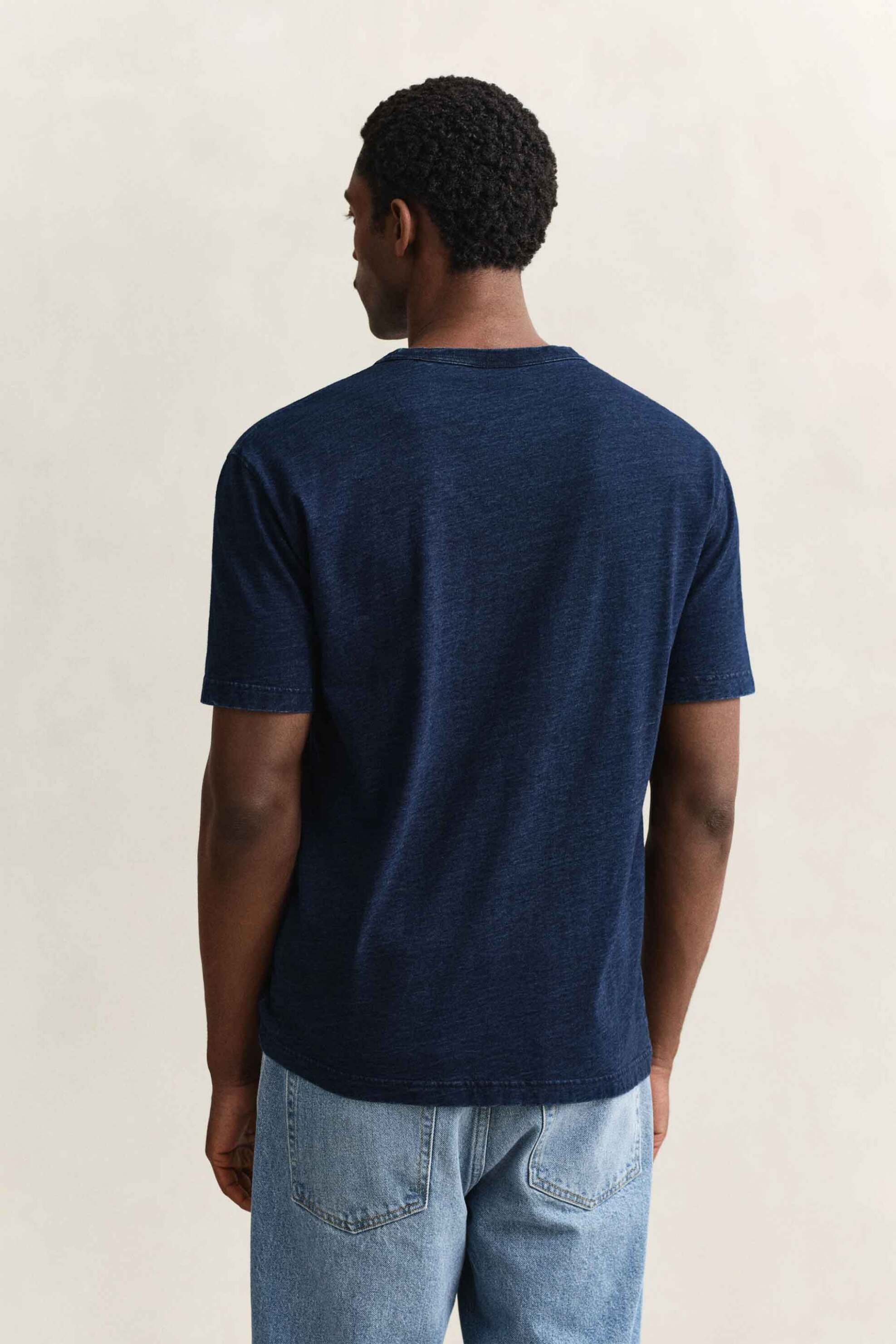 Gant Ανδρικό Denim T-Shirt με Λογότυπο Relaxed Fit - 2003393 Μπλε Σκούρο