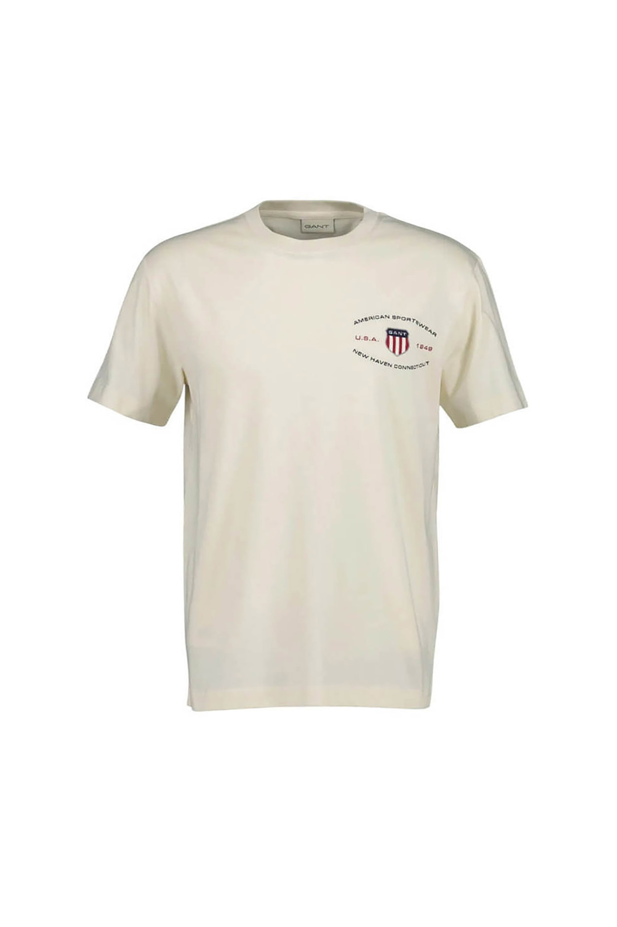 Gant ανδρικό T-shirt με graphic logo print Regular Fit - 2003394 Εκρού