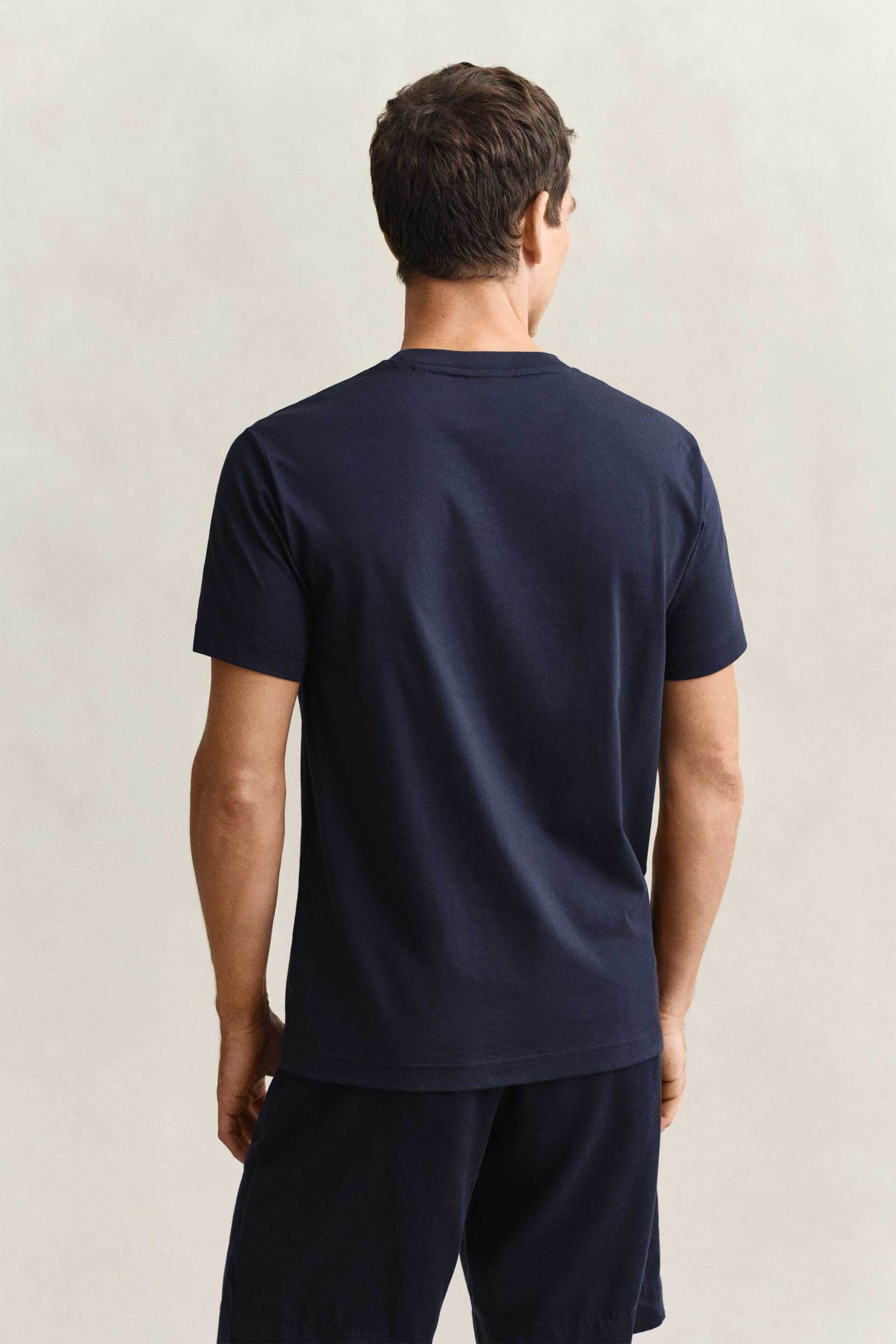 Gant Ανδρικό T-Shirt με Graphic Logo Print Regular Fit - 2003394 Μπλε Σκούρο