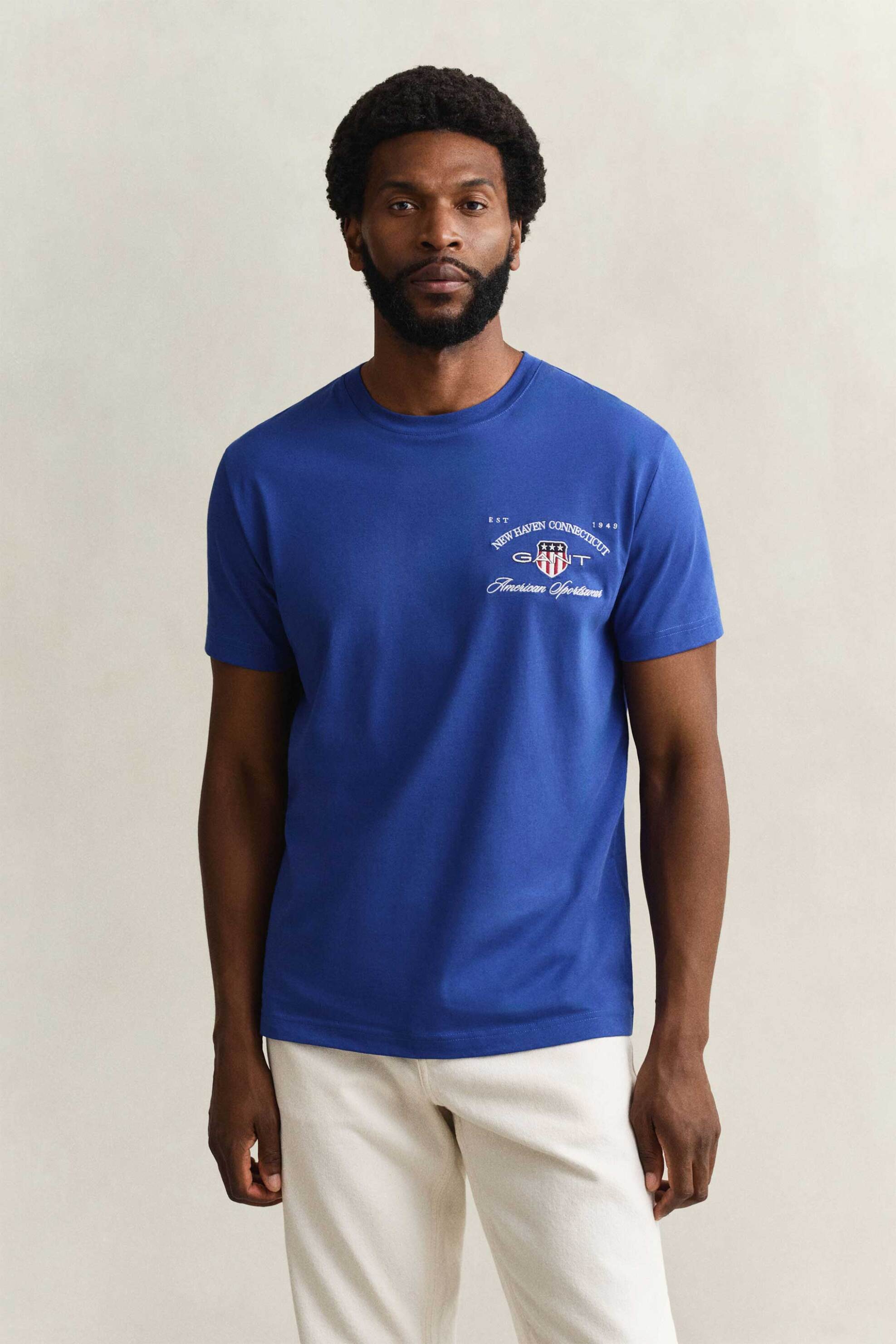 Gant ανδρικό T-shirt με graphic logo print Regular Fit - 2003394 Μπλε