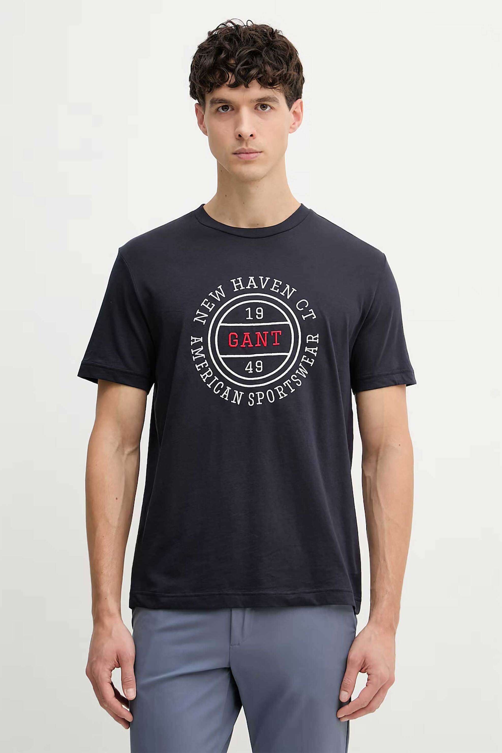 Gant ανδρικό T-shirt με graphic logo print Regular Fit - 2003403 Μπλε Σκούρο