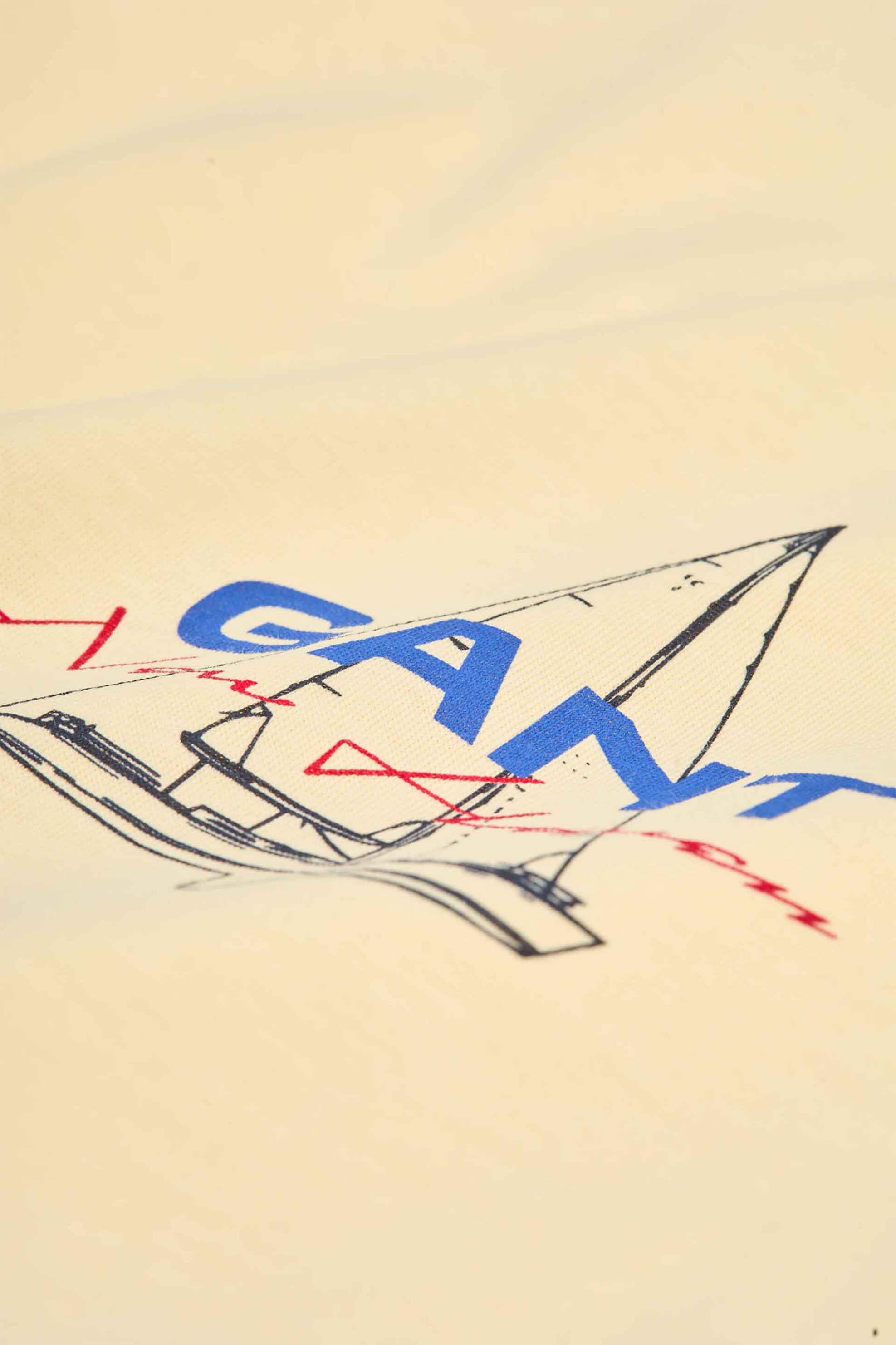 Gant Ανδρικό T-Shirt με Print Regular Fit - 2003404 Κίτρινο Ανοιχτό