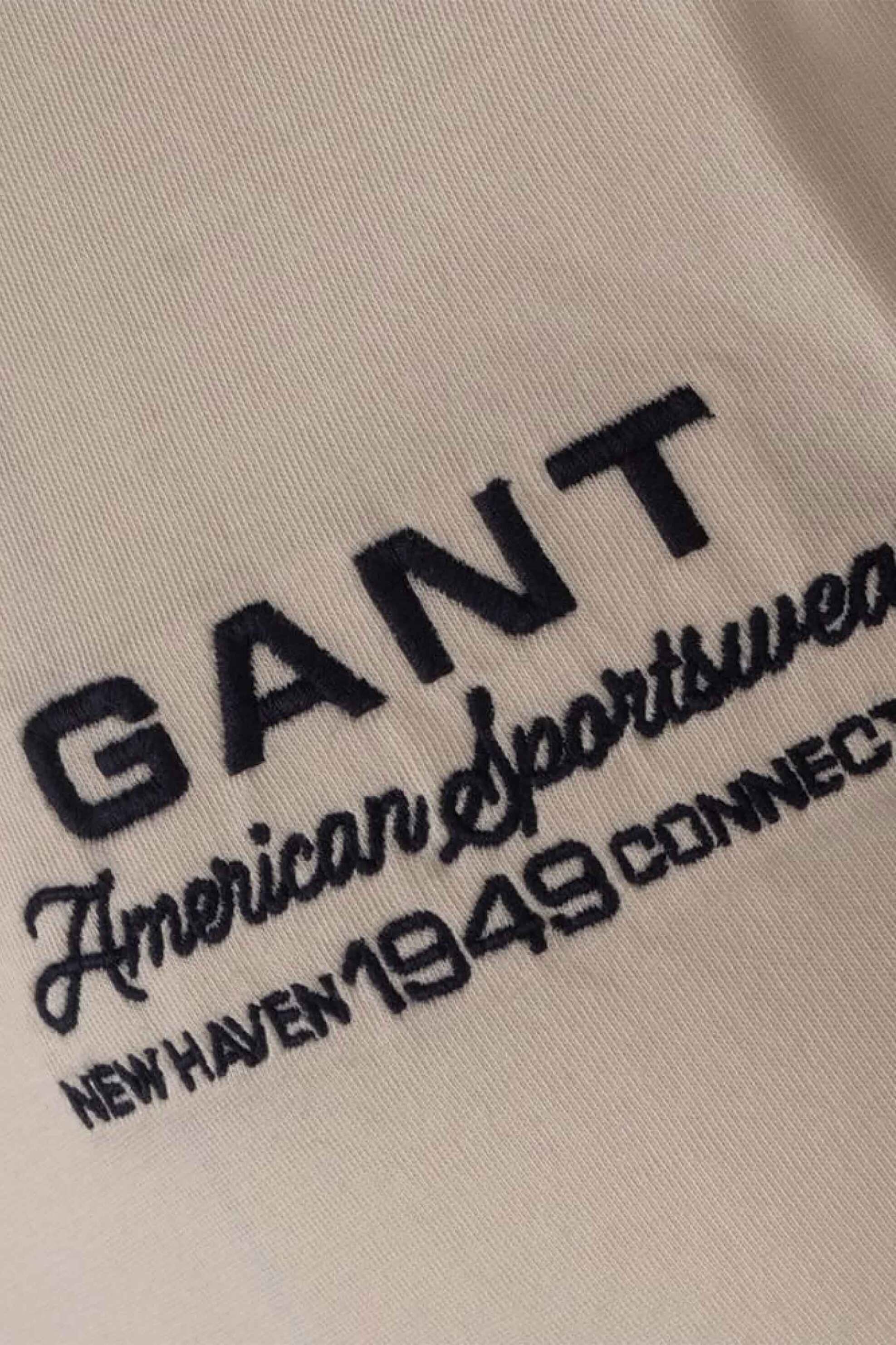 Gant Ανδρικό T-Shirt με Λογότυπο Regular Fit - 2003409 Εκρού