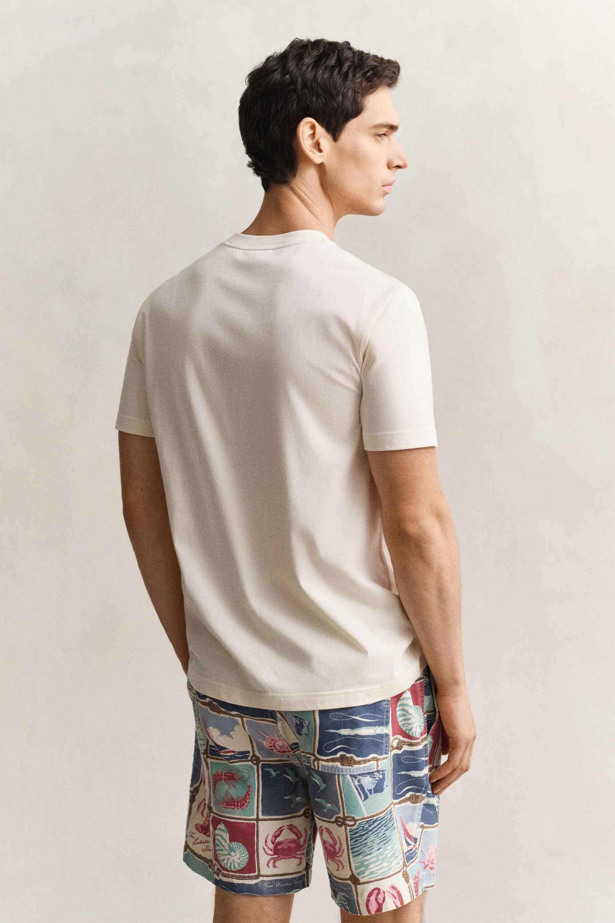 Gant Ανδρικό T-Shirt με Graphic Print Regular Fit - 2003425 Εκρού