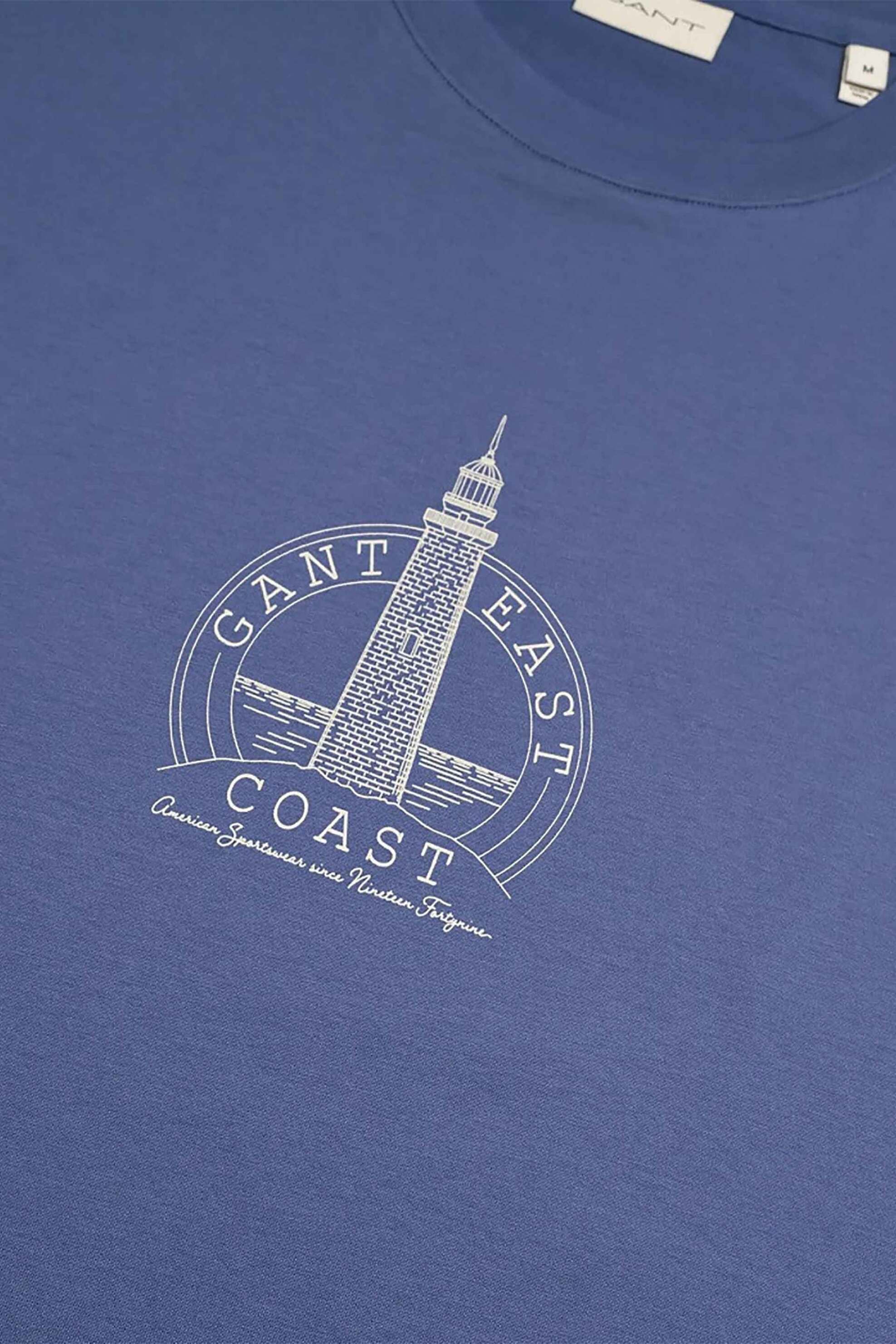 Gant Ανδρικό T-Shirt με Graphic Print Regular Fit - 2003425 Μπλε