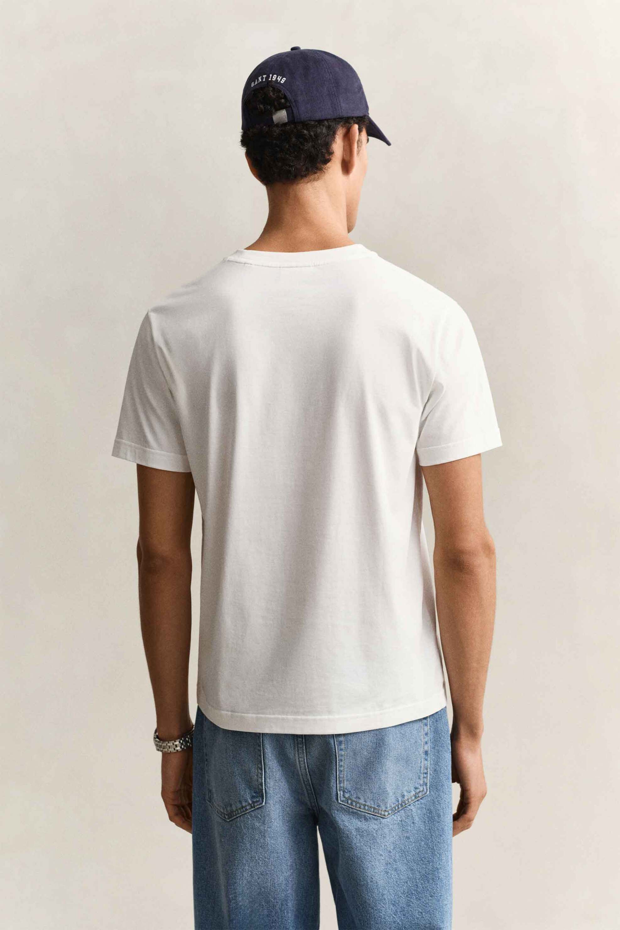 Gant Ανδρικό T-Shirt με Graphic Print Regular Fit - 2003444 Λευκό