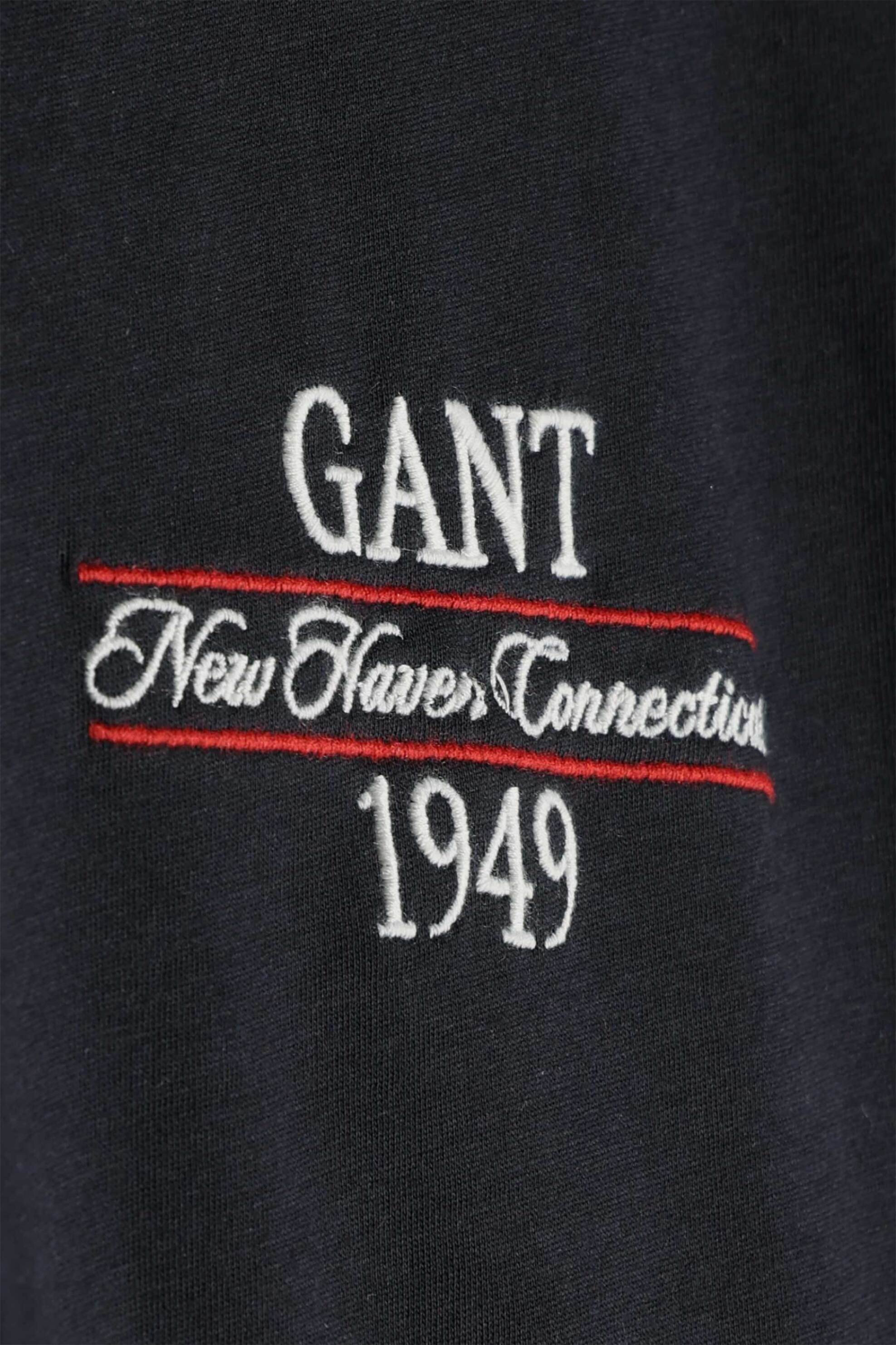 Gant Ανδρικό T-Shirt με Κεντημένο Graphic Logo Regular Fit - 2003459 Μαύρο
