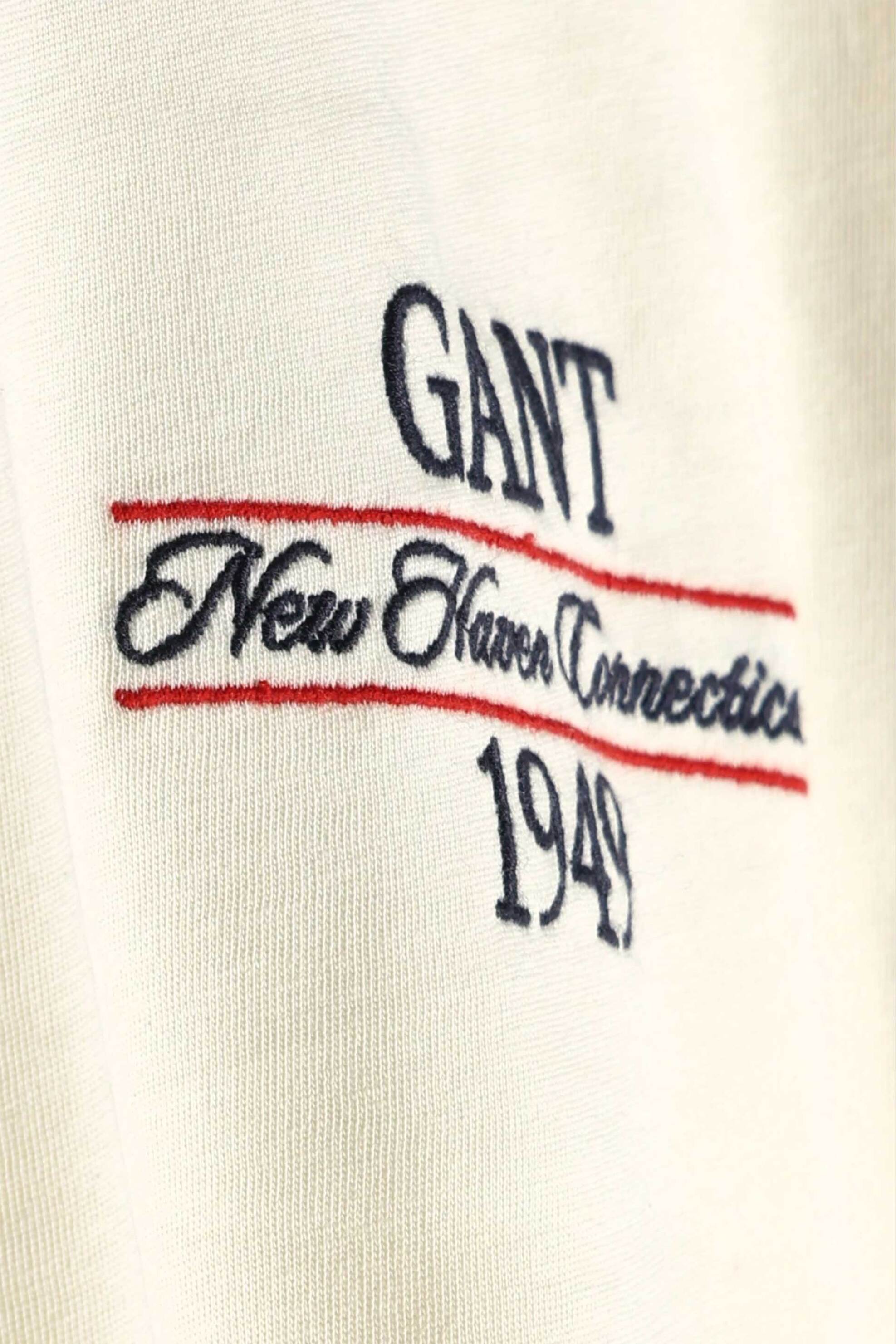 Gant Ανδρικό T-Shirt με Κεντημένο Graphic Logo Regular Fit - 2003459 Κρέμ