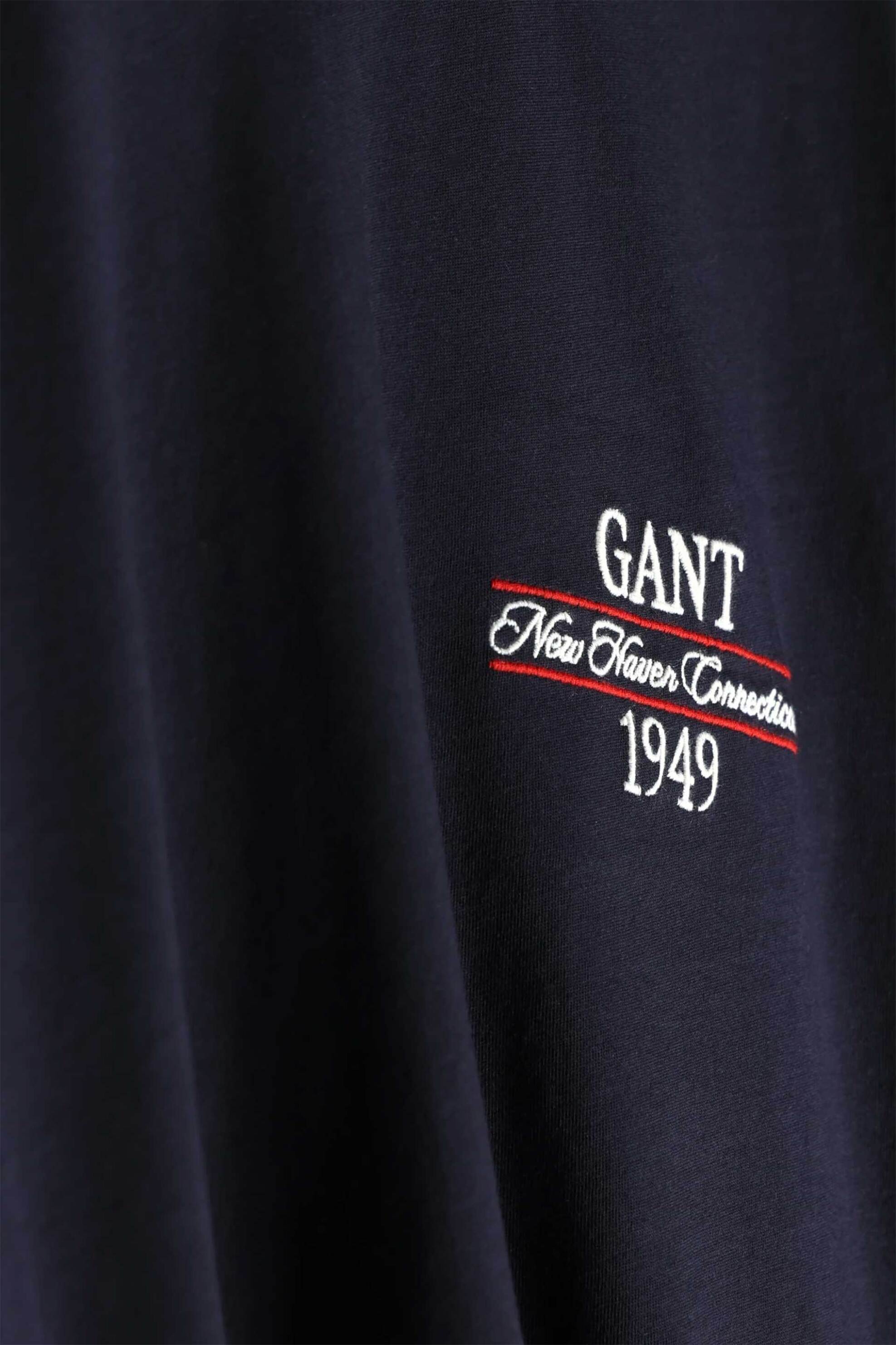 Gant Ανδρικό T-Shirt με Κεντημένο Graphic Logo Regular Fit - 2003459 Μπλε Σκούρο