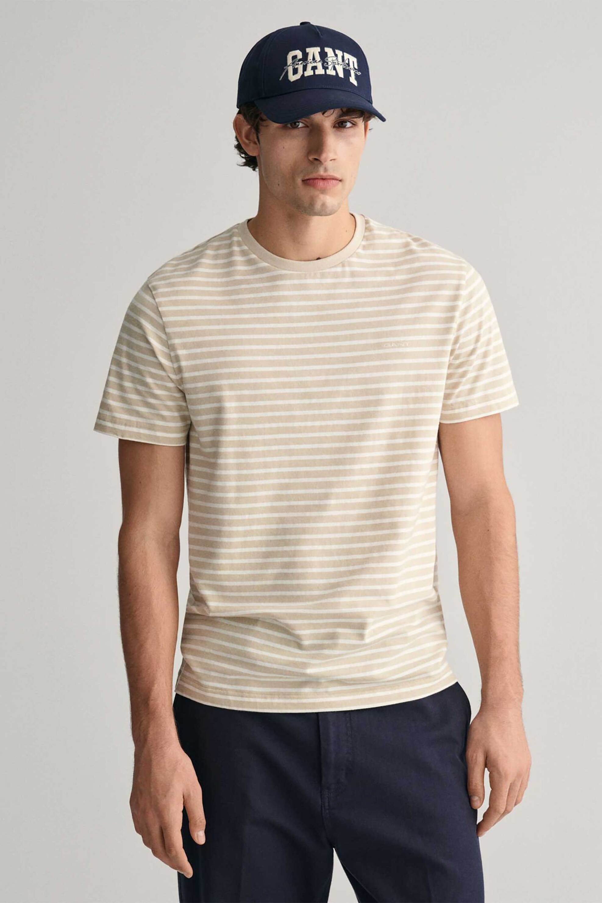 Ανδρική Μόδα > Ανδρικά Ρούχα > Ανδρικές Μπλούζες > Ανδρικά T-Shirts Gant ανδρικό T-shirt με ριγέ σχέδιο και λογότυπο Regular Fit - 2013037 Κίτρινο