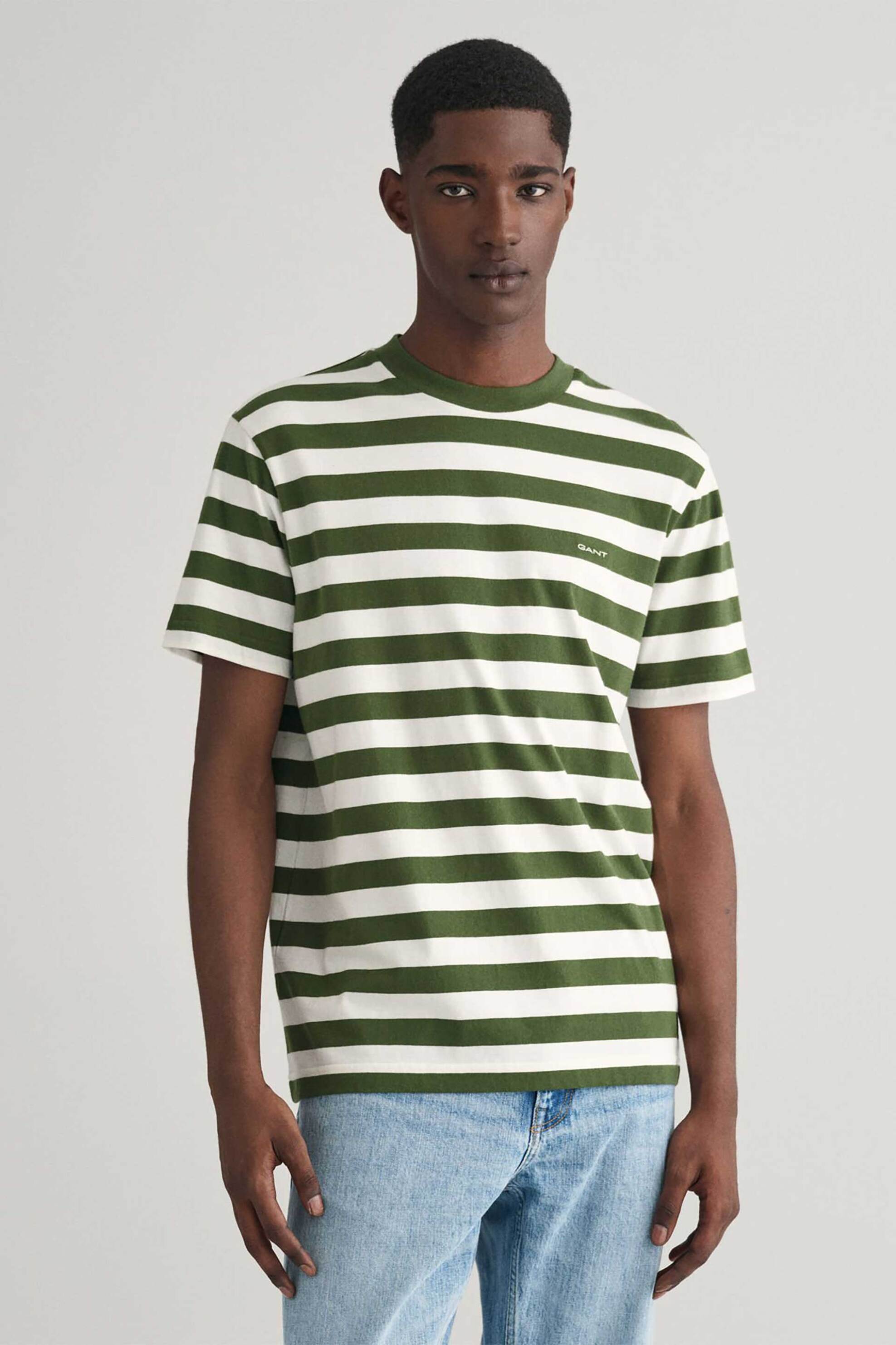 Ανδρική Μόδα > Ανδρικά Ρούχα > Ανδρικές Μπλούζες > Ανδρικά T-Shirts Gant ανδρικό T-shirt με ριγέ σχέδιο και λογότυπο Regular Fit - 2013041 Πράσινο
