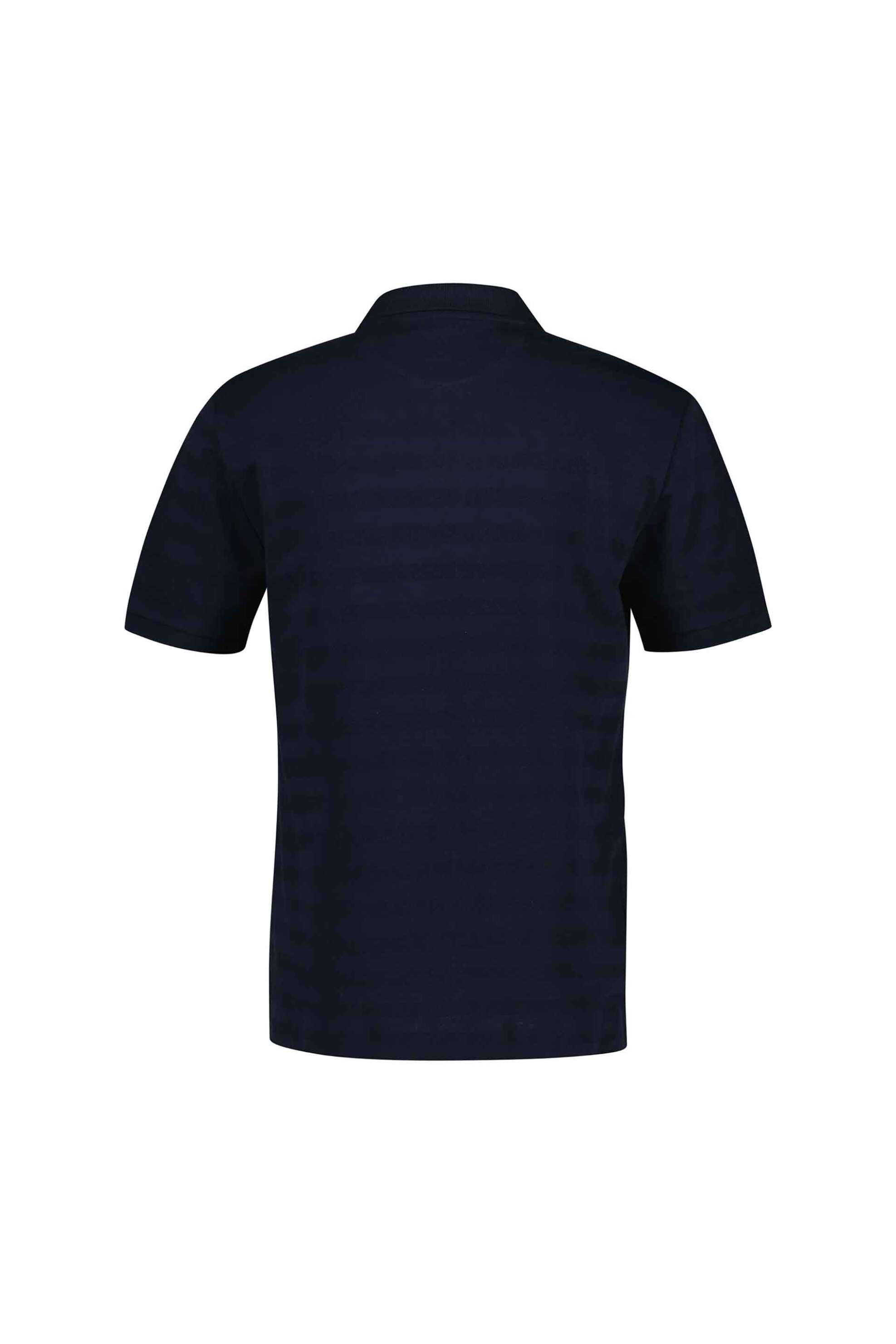 Gant Ανδρική Μπλούζα Πόλο Textured με Ton-Sur-Ton Ριγέ Σχέδιο Και Λογότυπο Regular Fit - 2014096 Μπλε Σκούρο