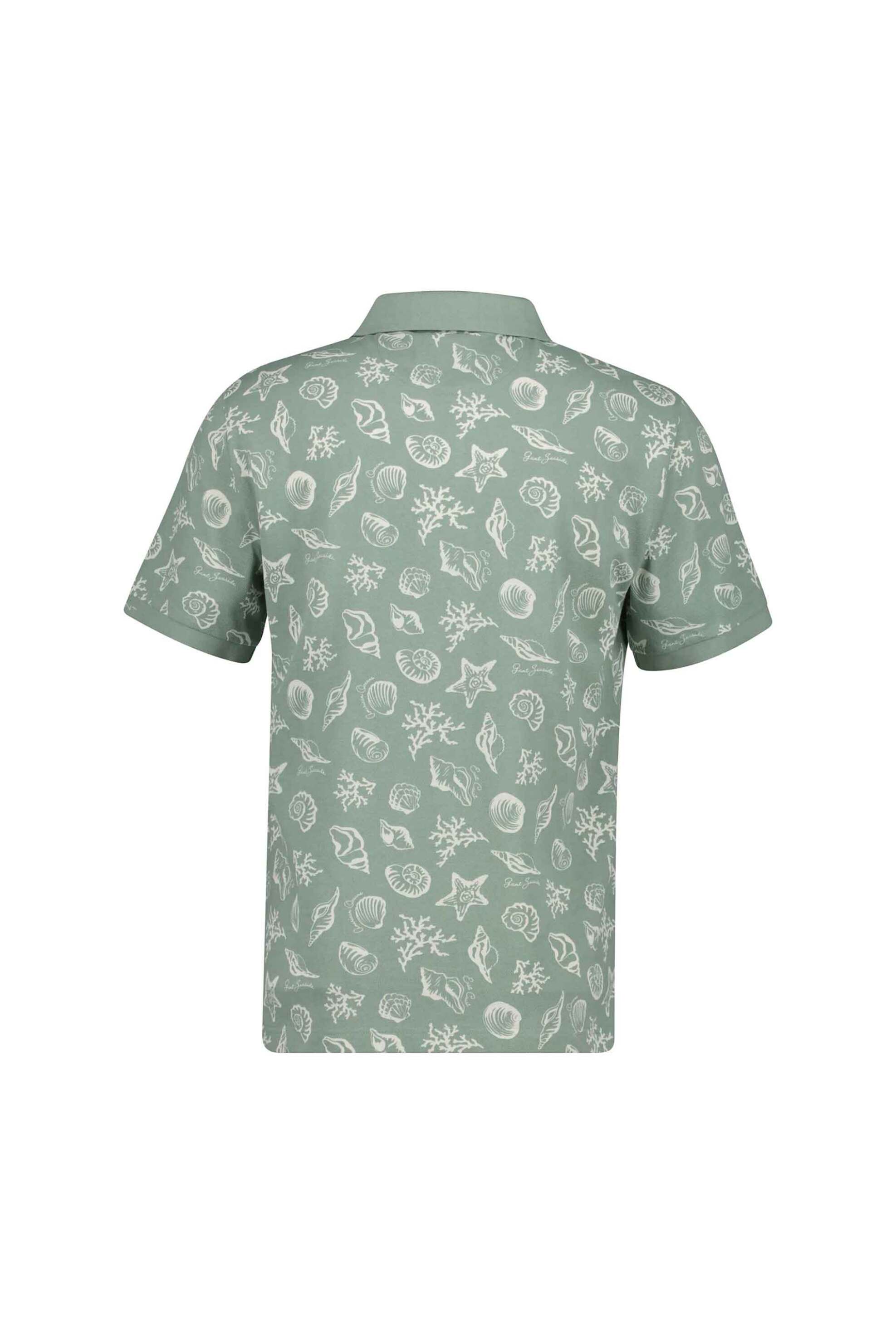 Gant Ανδρική Μπλούζα Πόλο Πικέ με All-Over Print Regular Fit - 2014109 Γκρι Γαλάζιο