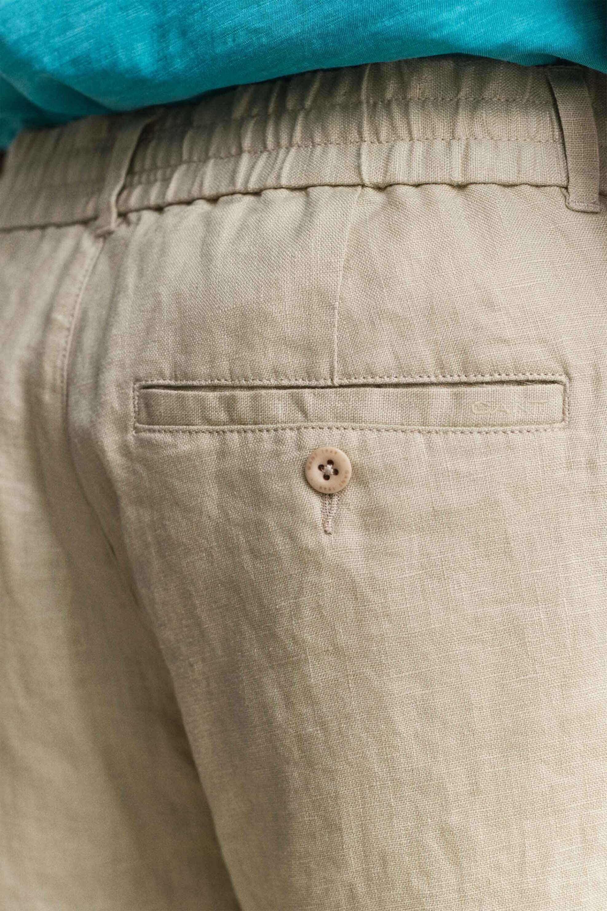 Gant Ανδρική Λινή Βερμούδα με Ελαστική Μέση Regular Fit - 205610 Μπεζ
