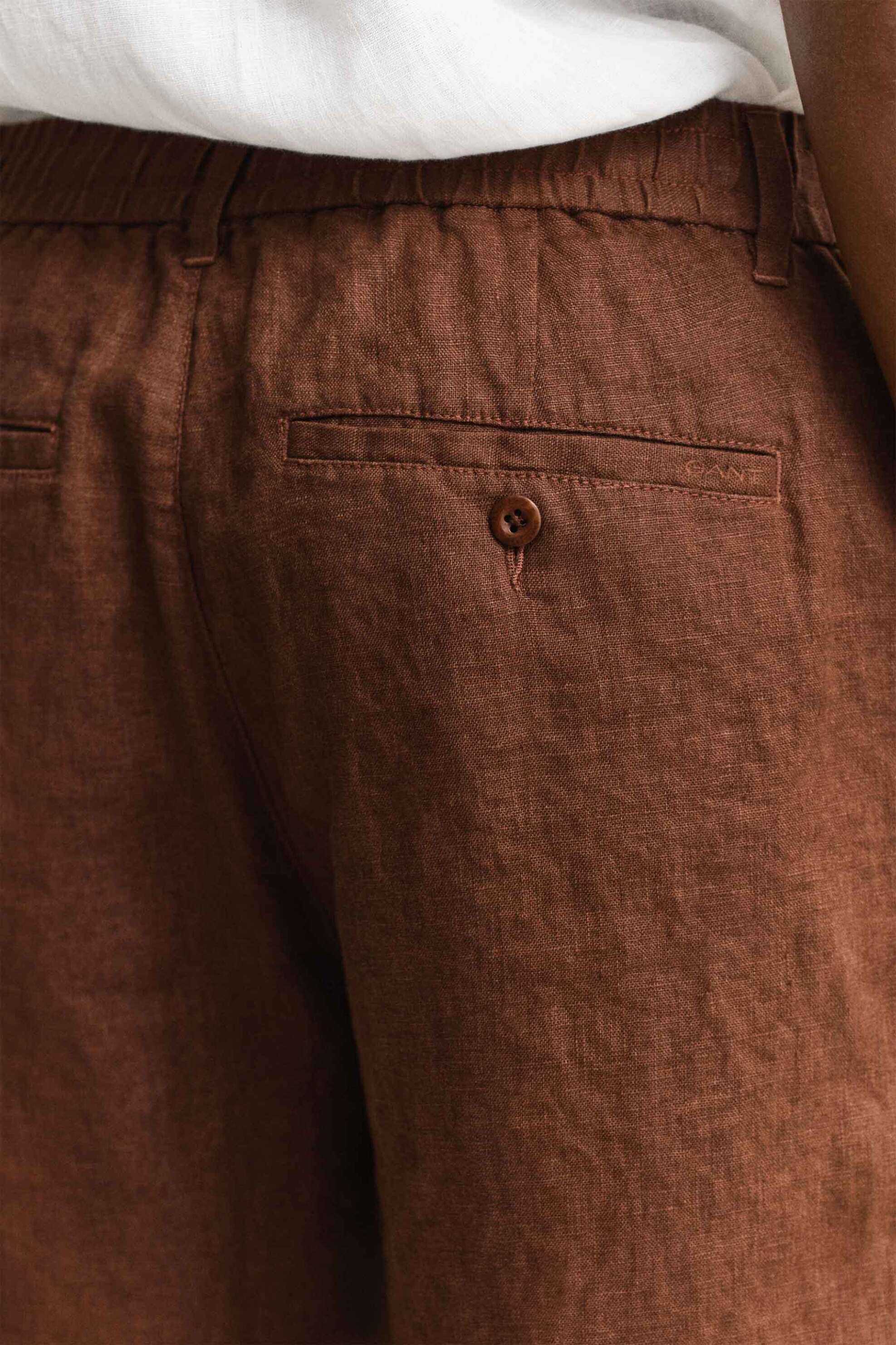 Gant Ανδρική Λινή Βερμούδα με Ελαστική Μέση Regular Fit - 205610 Καφέ