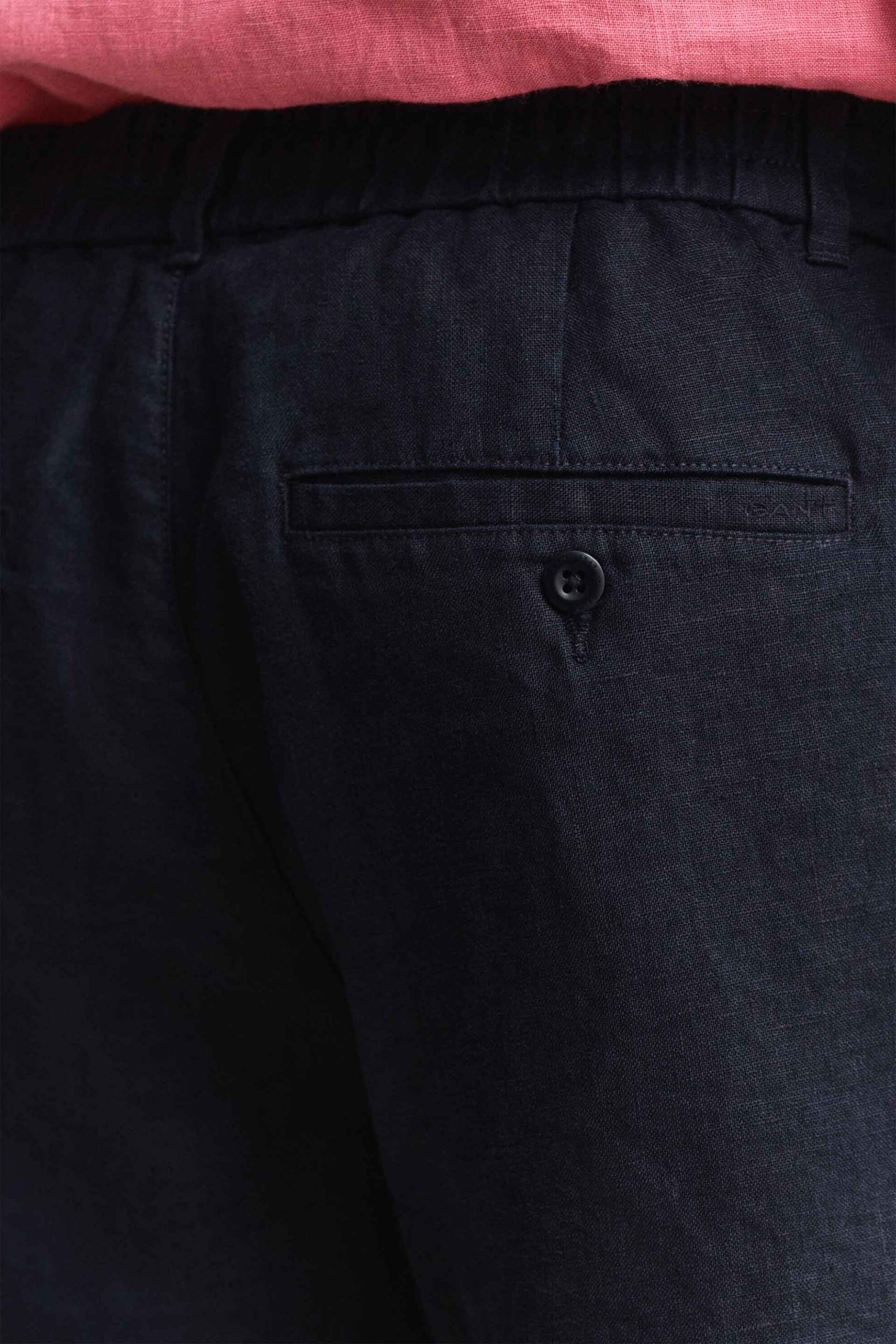 Gant Ανδρική Λινή Βερμούδα με Ελαστική Μέση Regular Fit - 205610 Μπλε Σκούρο