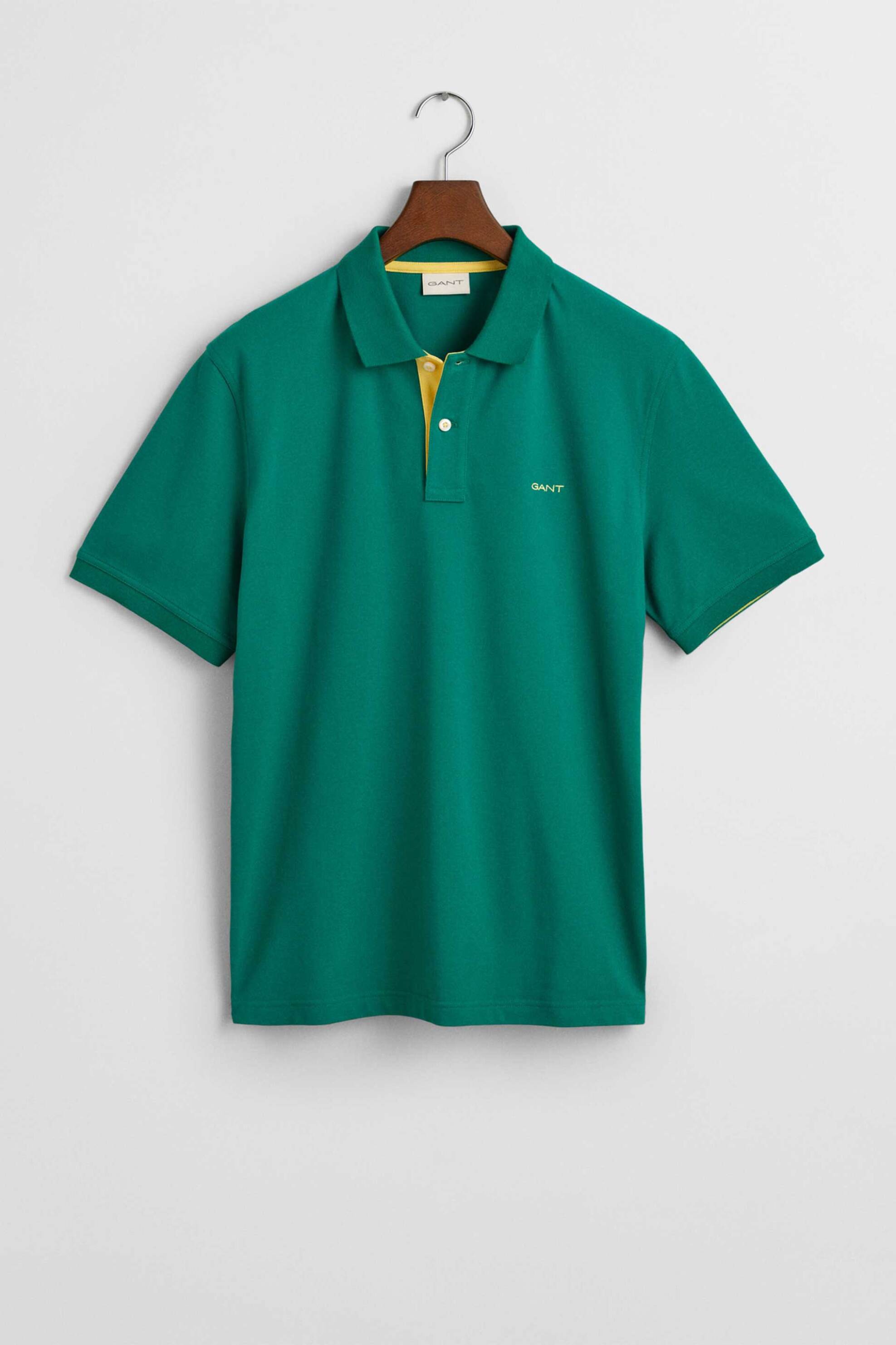 Gant ανδρική μπλούζα πόλο κοντομάνικη πικέ με contrast κεντημένο λογότυπο Regular Fit - 2062026 Πράσινο