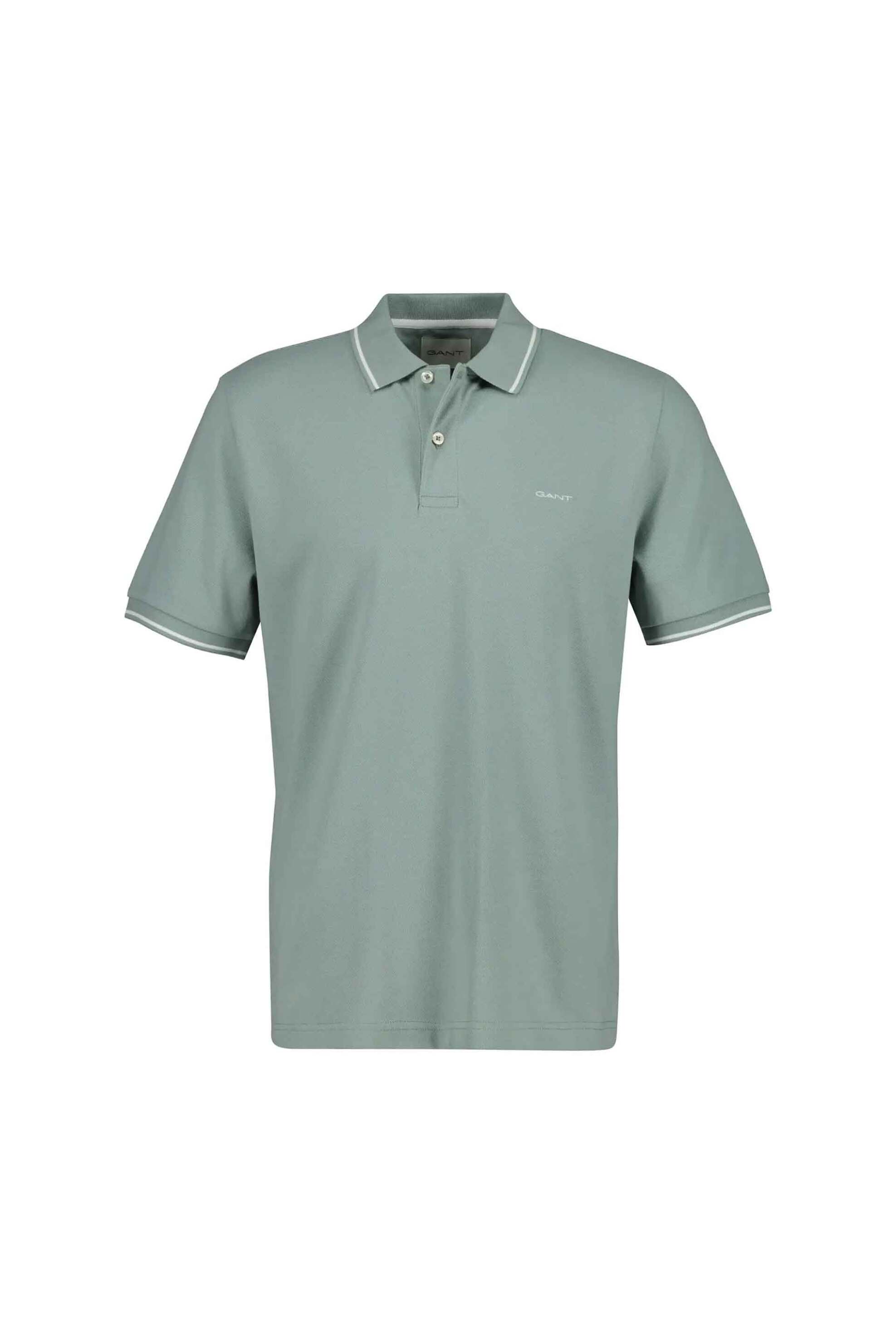Gant ανδρική μπλούζα πόλο πικέ με contrast trims Regular Fit - 2062034 Γκρι Γαλάζιο