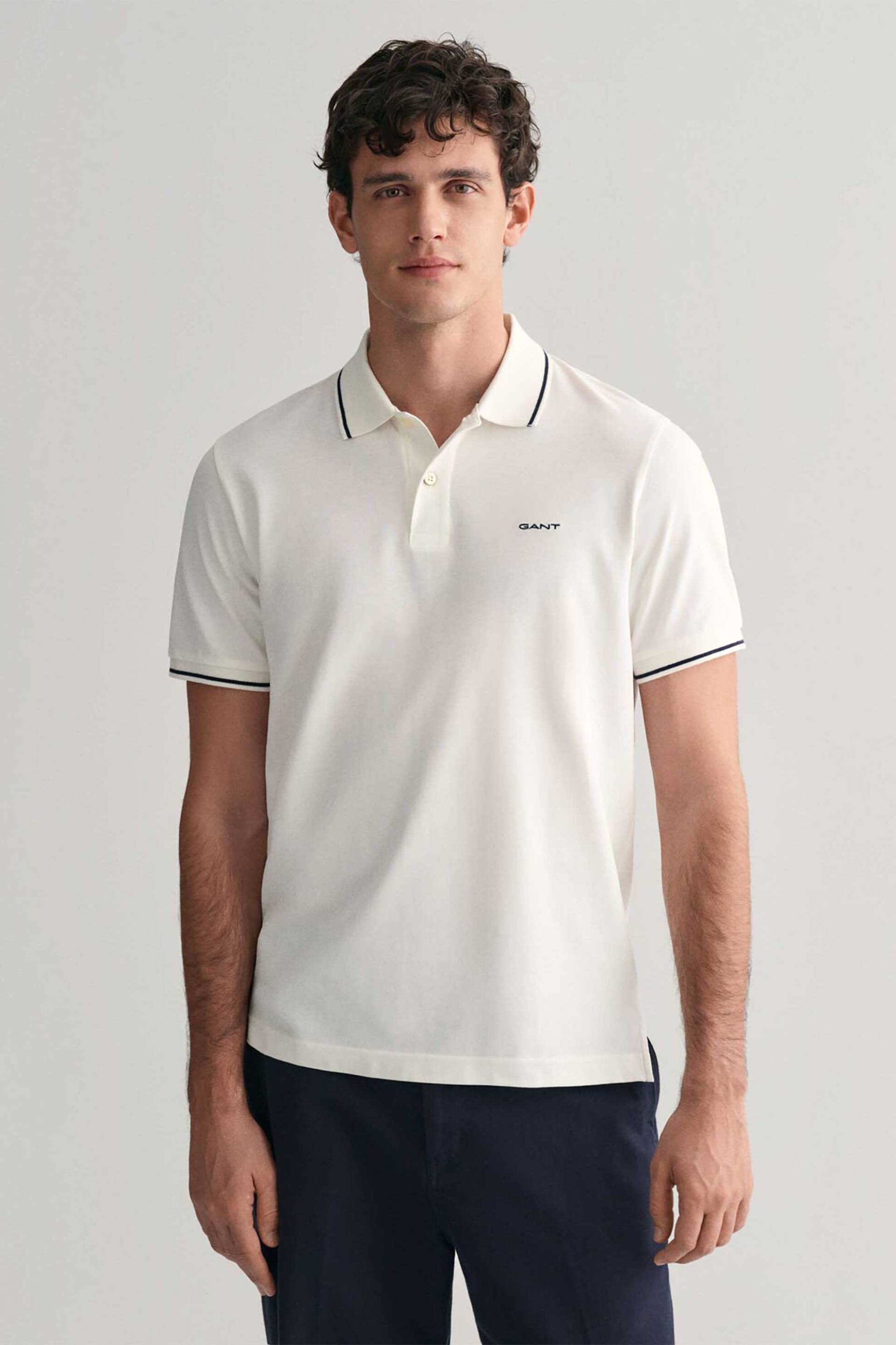 Ανδρική Μόδα > Ανδρικά Ρούχα > Ανδρικές Μπλούζες > Ανδρικές Μπλούζες Πολο Gant ανδρική πόλο μπλούζα πικέ με contrast ρίγα στα τελειώματα Regular Fit - 2062034 Λευκό