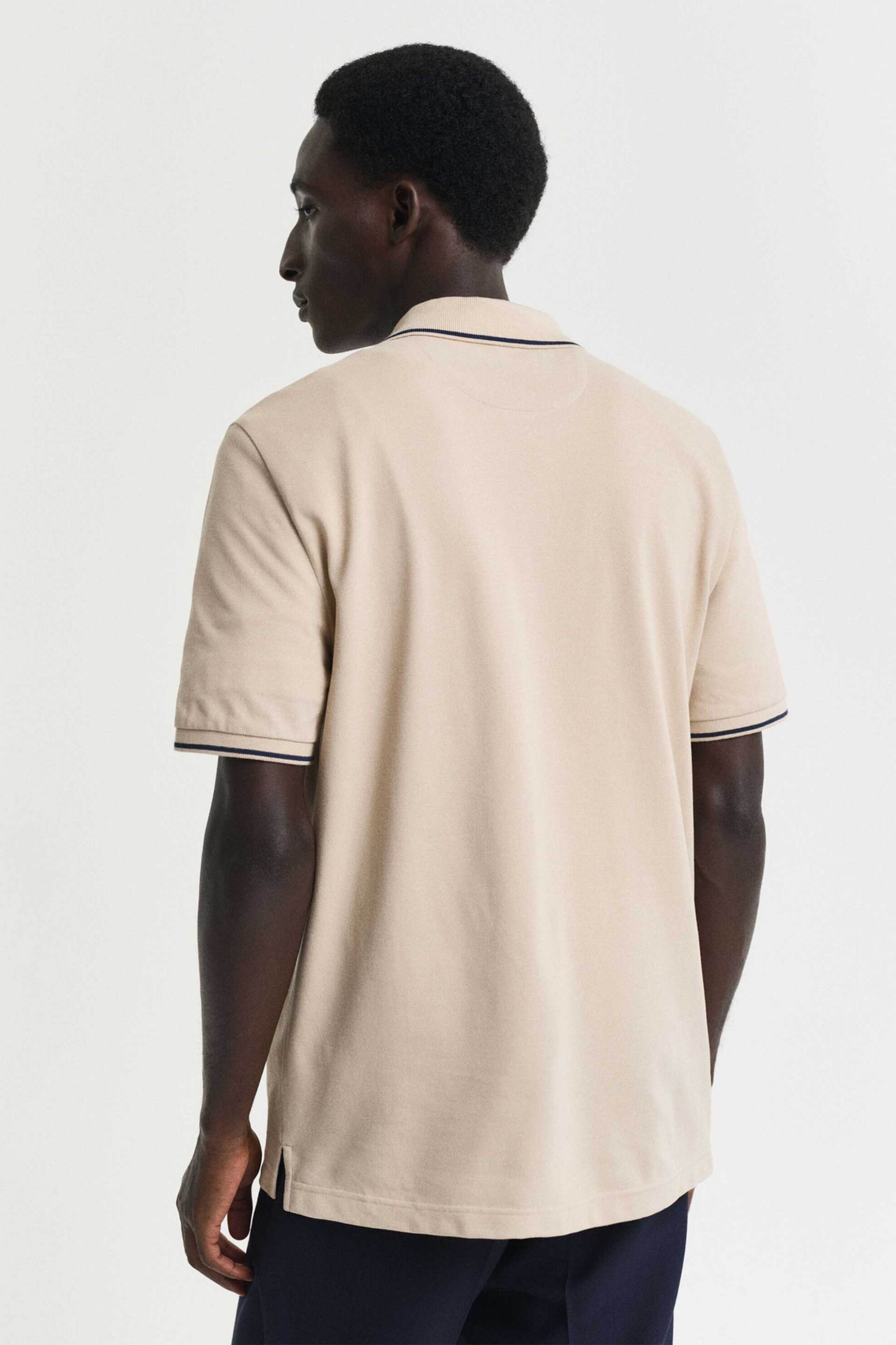 Gant Ανδρική Μπλούζα Πόλο Πικέ με Contrast Trims Regular Fit - 2062034 Μπεζ