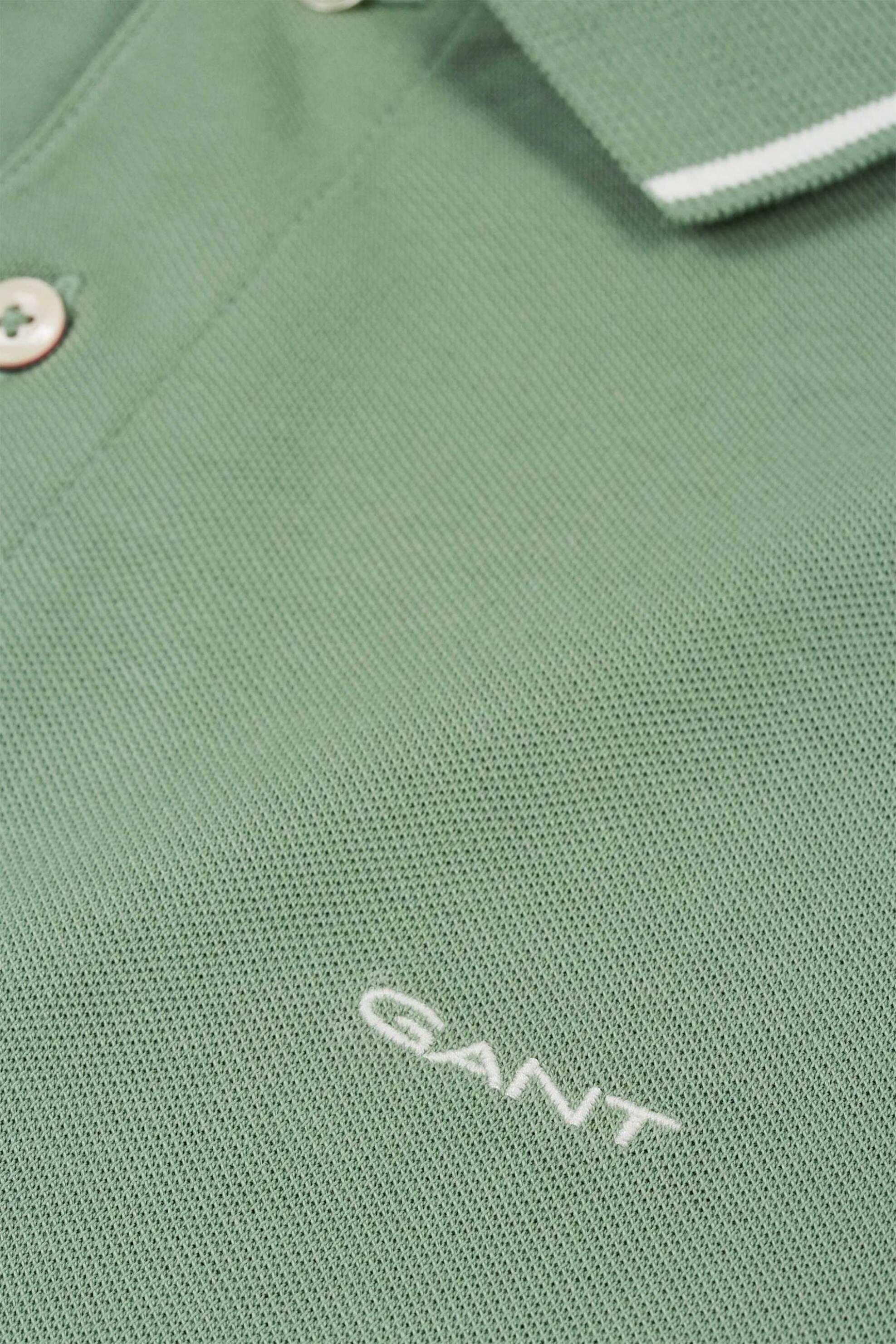 Gant Ανδρική Μπλούζα Πόλο Πικέ με Contrast Trims Regular Fit - 2062034 Πράσινο Ανοιχτό